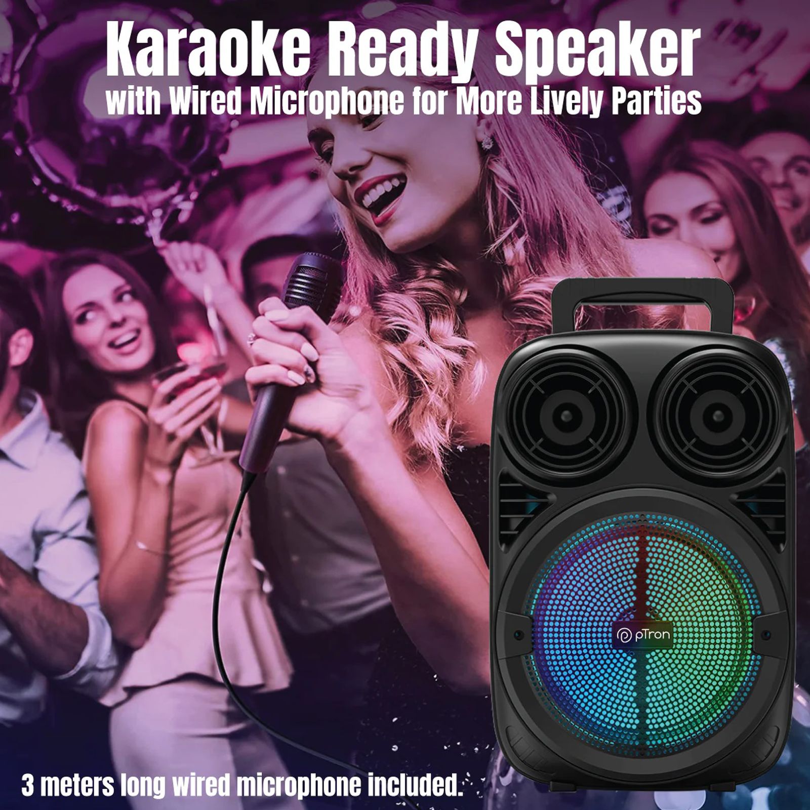 pTron Fusion Stage 20W Bluetooth Party Speaker with Mic (Integrated Controls, Mono Channel, Black) pTron Fusion Stage 20W Bluetooth Party Speaker with Mic (Integrated Controls, Mono Channel, Black)_5