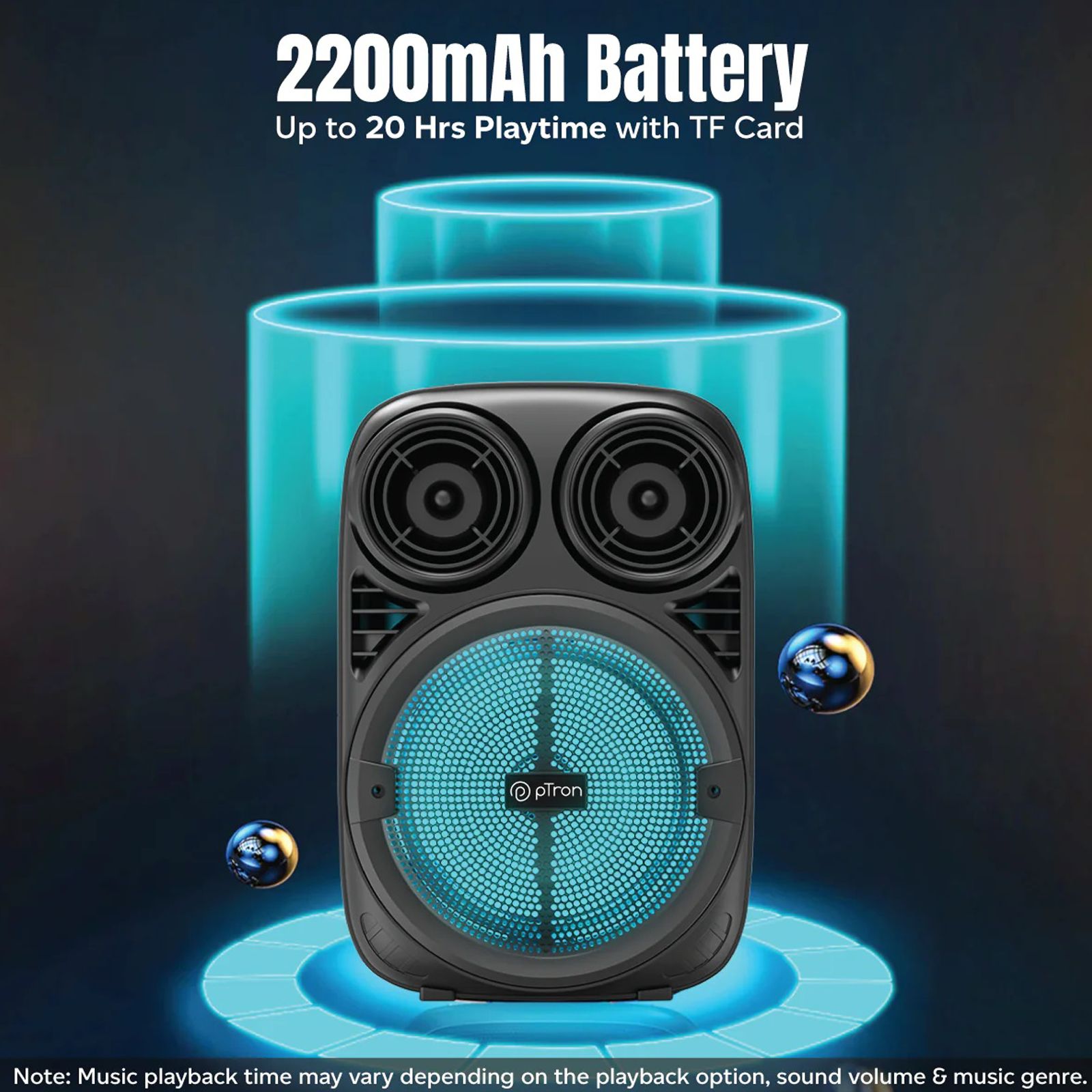 pTron Fusion Stage 20W Bluetooth Party Speaker with Mic (Integrated Controls, Mono Channel, Black) pTron Fusion Stage 20W Bluetooth Party Speaker with Mic (Integrated Controls, Mono Channel, Black)_4