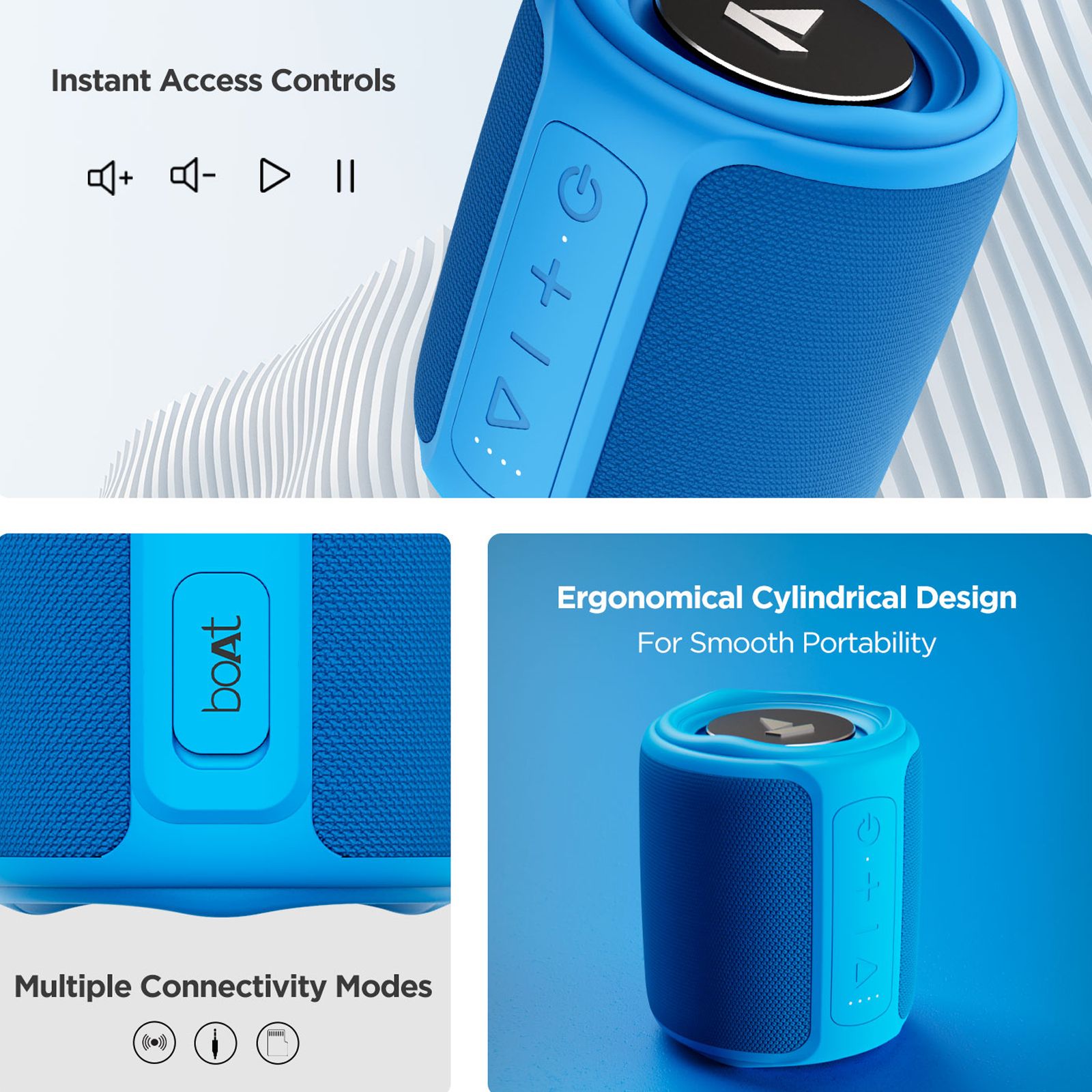 boAt Stone 358 10W Portable Bluetooth Speaker (IPX7 Water Resistant, Multi-Compatibility Modes, Stereo Channel, Royal Blue)_5