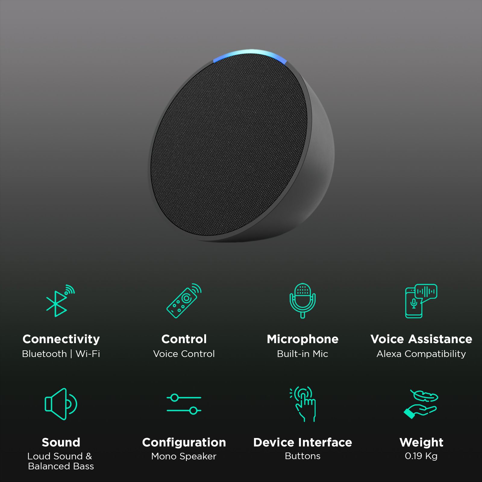 amazon Echo Pop with Built-in Alexa Smart Wi-Fi Speaker (Balanced Bass, Black)_2