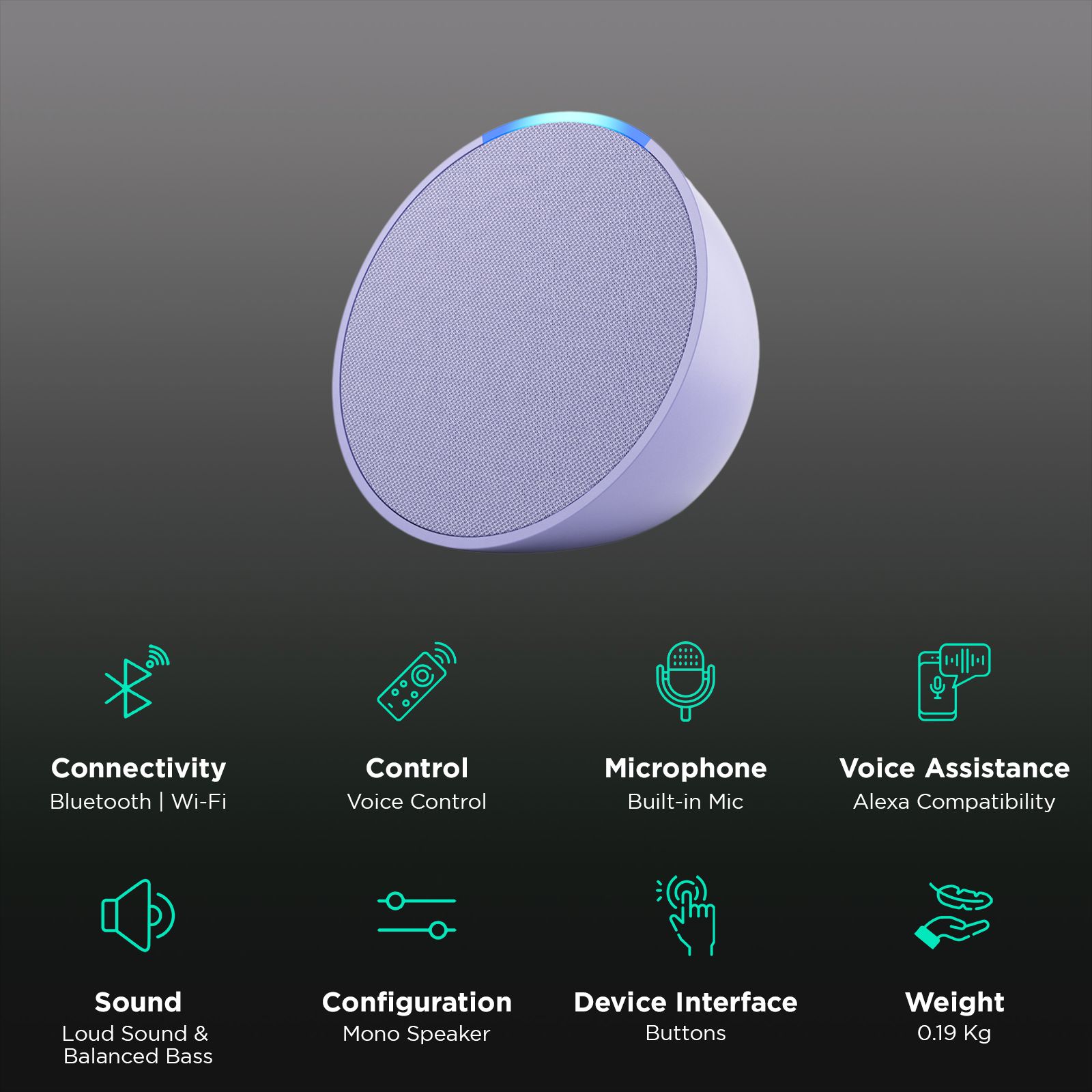 amazon Echo Pop with Built-in Alexa Smart Wi-Fi Speaker (Balanced Bass, Purple) amazon Echo Pop with Built-in Alexa Smart Wi-Fi Speaker (Balanced Bass, Purple)_2