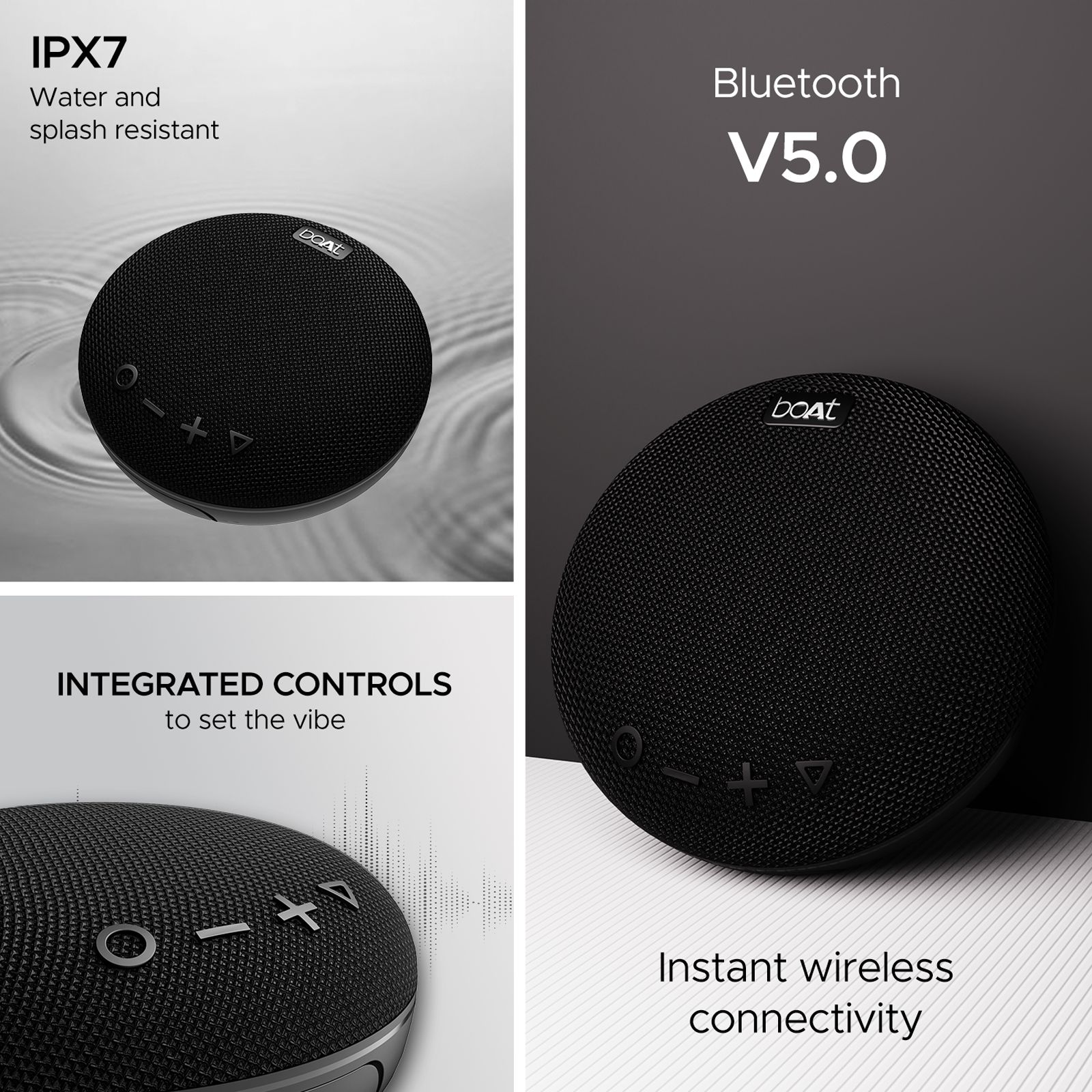 boAt Stone 193 5W Portable Bluetooth Speaker (IPX7 Water Resistant, Type - C Charging, Pitch Black)_7