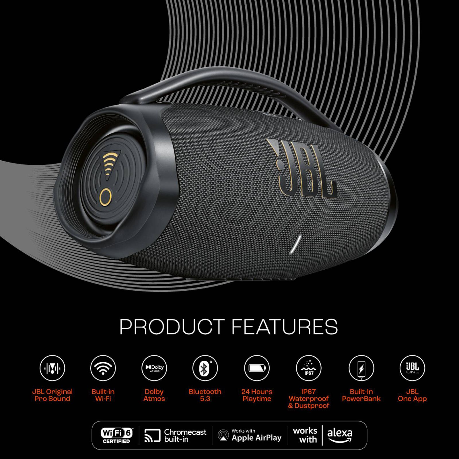 JBL Boombox 3 200W Portable Bluetooth Speaker (IP67 Waterproof, 3D Dolby Atmos, Black) JBL Boombox 3 200W Portable Bluetooth Speaker (IP67 Waterproof, 3D Dolby Atmos, Black)_17