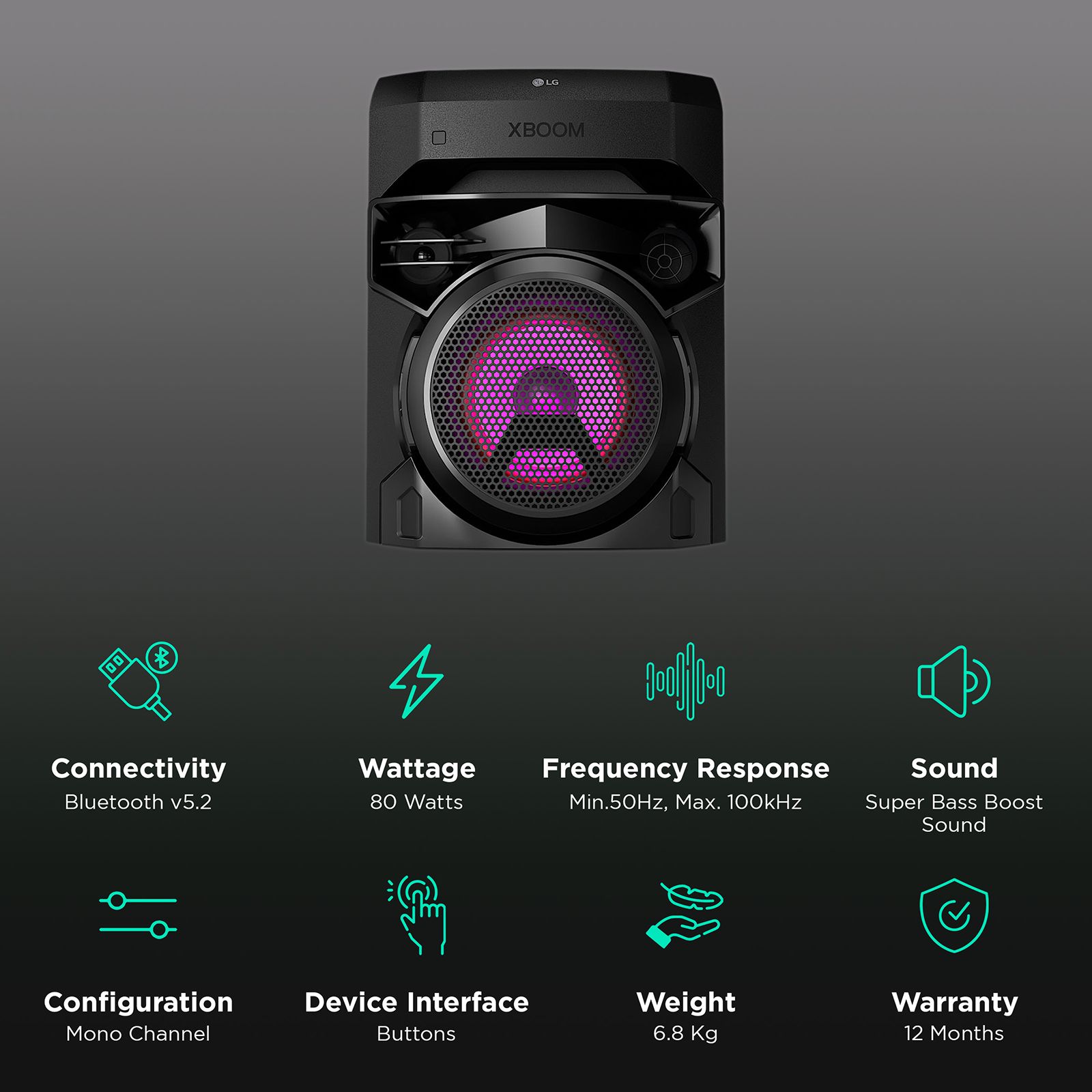 LG XBOOM 80W Bluetooth Party Speaker (Versatile Connectivity, Mono Channel, Black) LG XBOOM 80W Bluetooth Party Speaker (Versatile Connectivity, Mono Channel, Black)_2