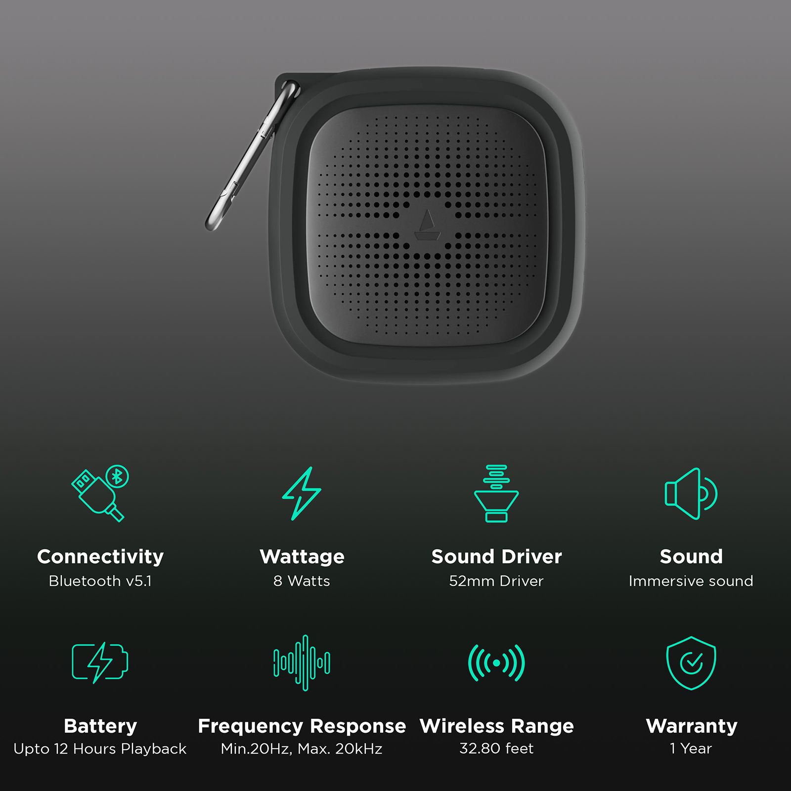 boAt Stone 200 Pro 8W Portable Bluetooth Speaker (IPX6 Water Resistant, 12 Hours Playback Time, Mono Channel, Pitch Black) boAt Stone 200 Pro 8W Portable Bluetooth Speaker (IPX6 Water Resistant, 12 Hours Playback Time, Mono Channel, Pitch Black)_2