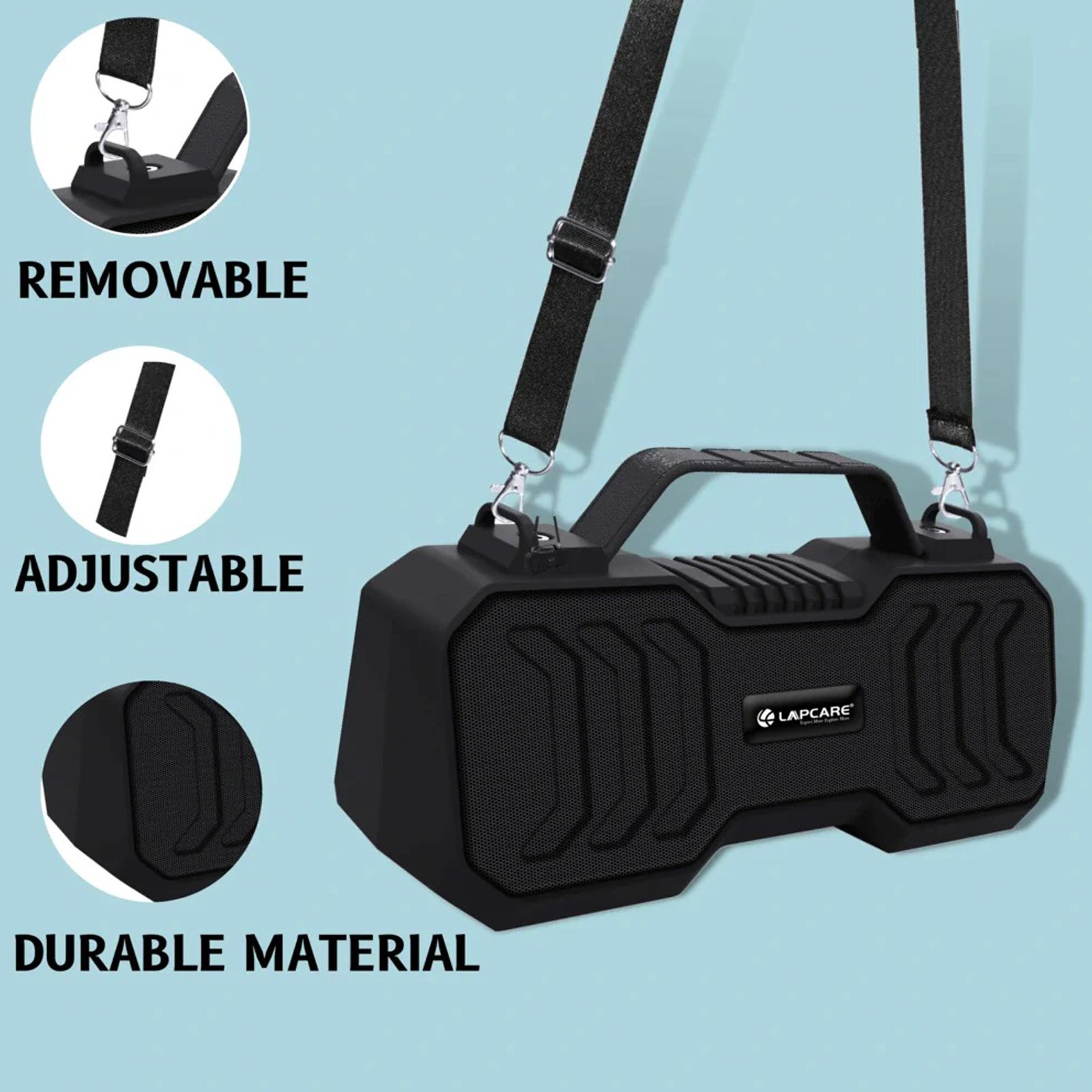 LAPCARE GoBeat II 14W Portable Bluetooth Speaker (Handsfree Calls, Stereo Channel, Black)_5