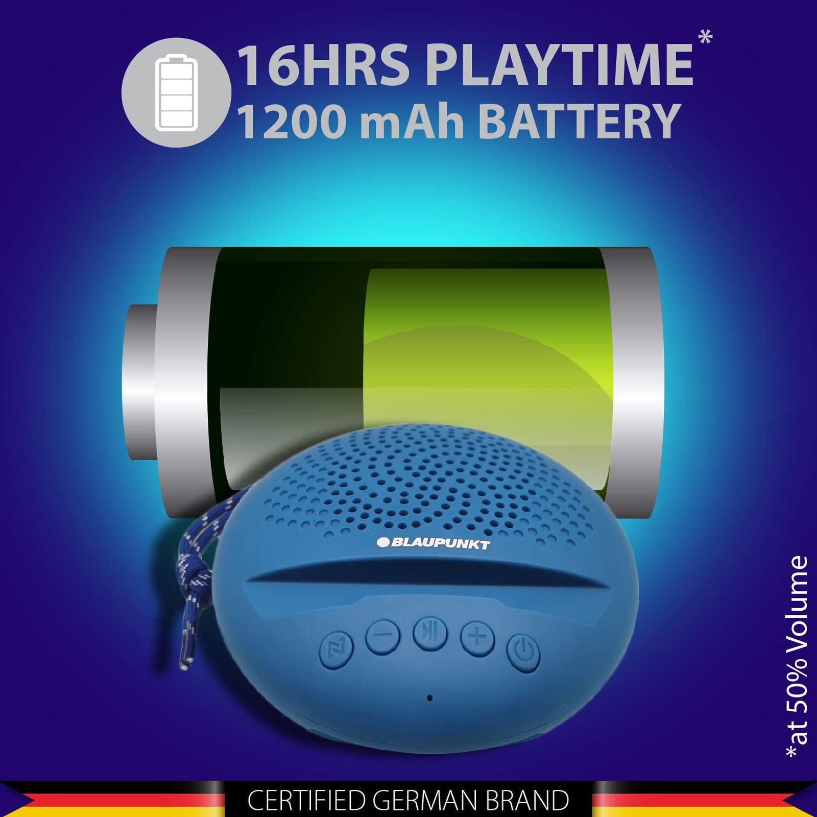 Blaupunkt BT02 5W Portable Bluetooth Speaker (52mm Speaker Driver, Mono Channel, Blue) Blaupunkt BT02 5W Portable Bluetooth Speaker (52mm Speaker Driver, Mono Channel, Blue)_6