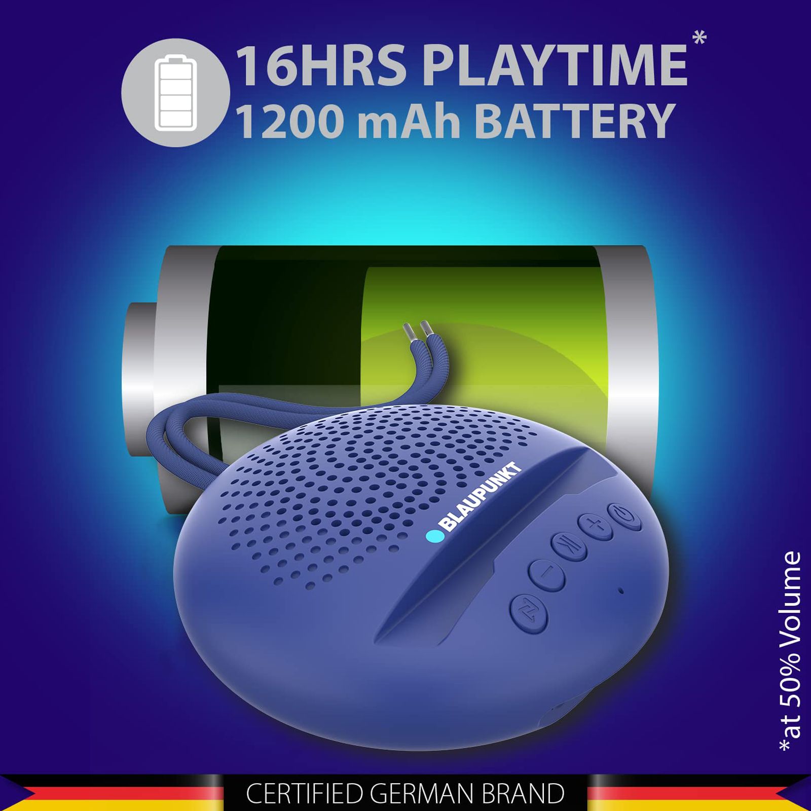 Blaupunkt BT02 5W Portable Bluetooth Speaker (52mm Speaker Driver, Mono Channel, Royal Blue) Blaupunkt BT02 5W Portable Bluetooth Speaker (52mm Speaker Driver, Mono Channel, Royal Blue)_4