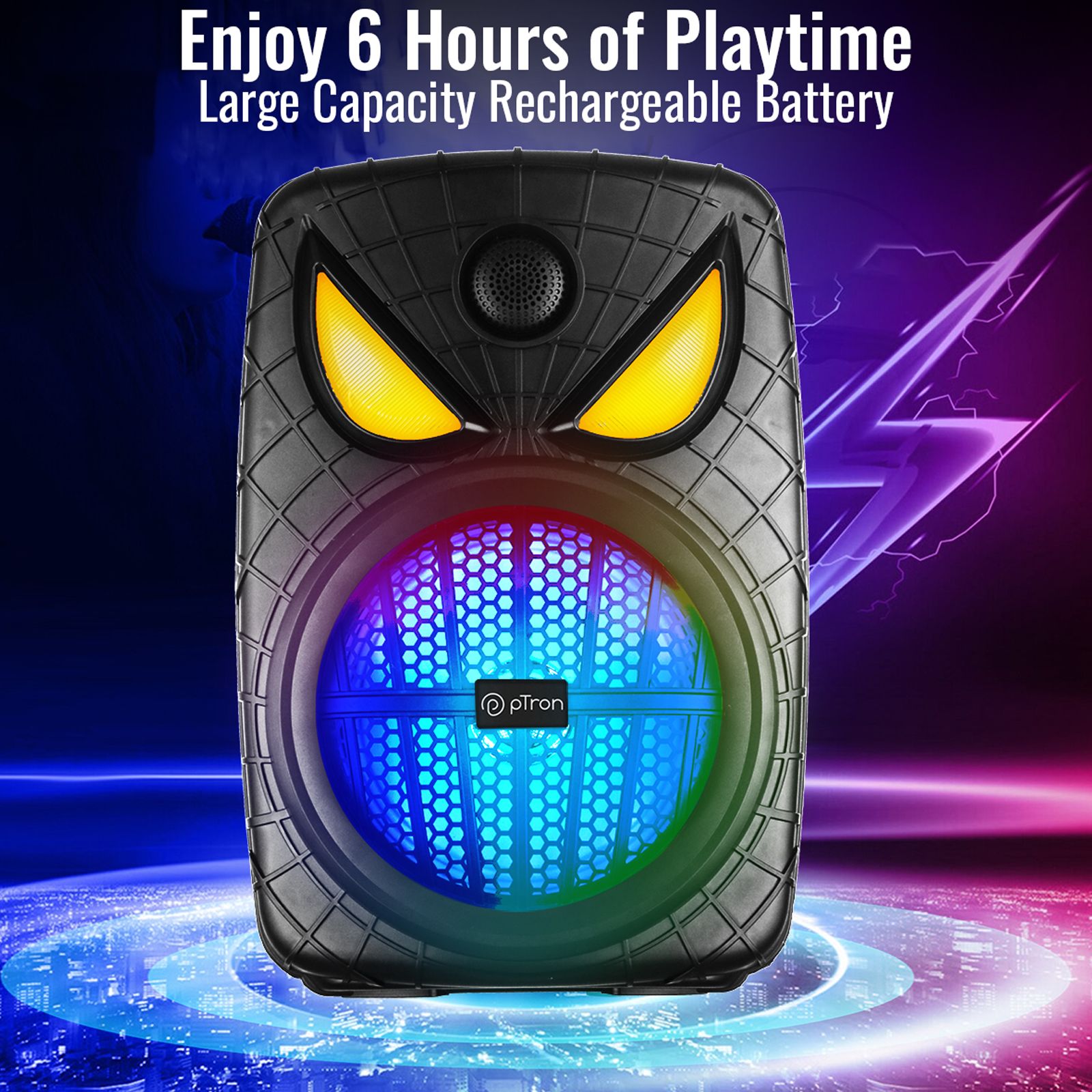 pTron Funk Plus 80W Bluetooth Party Speaker with Mic (Karaoke Supported, Black)_5