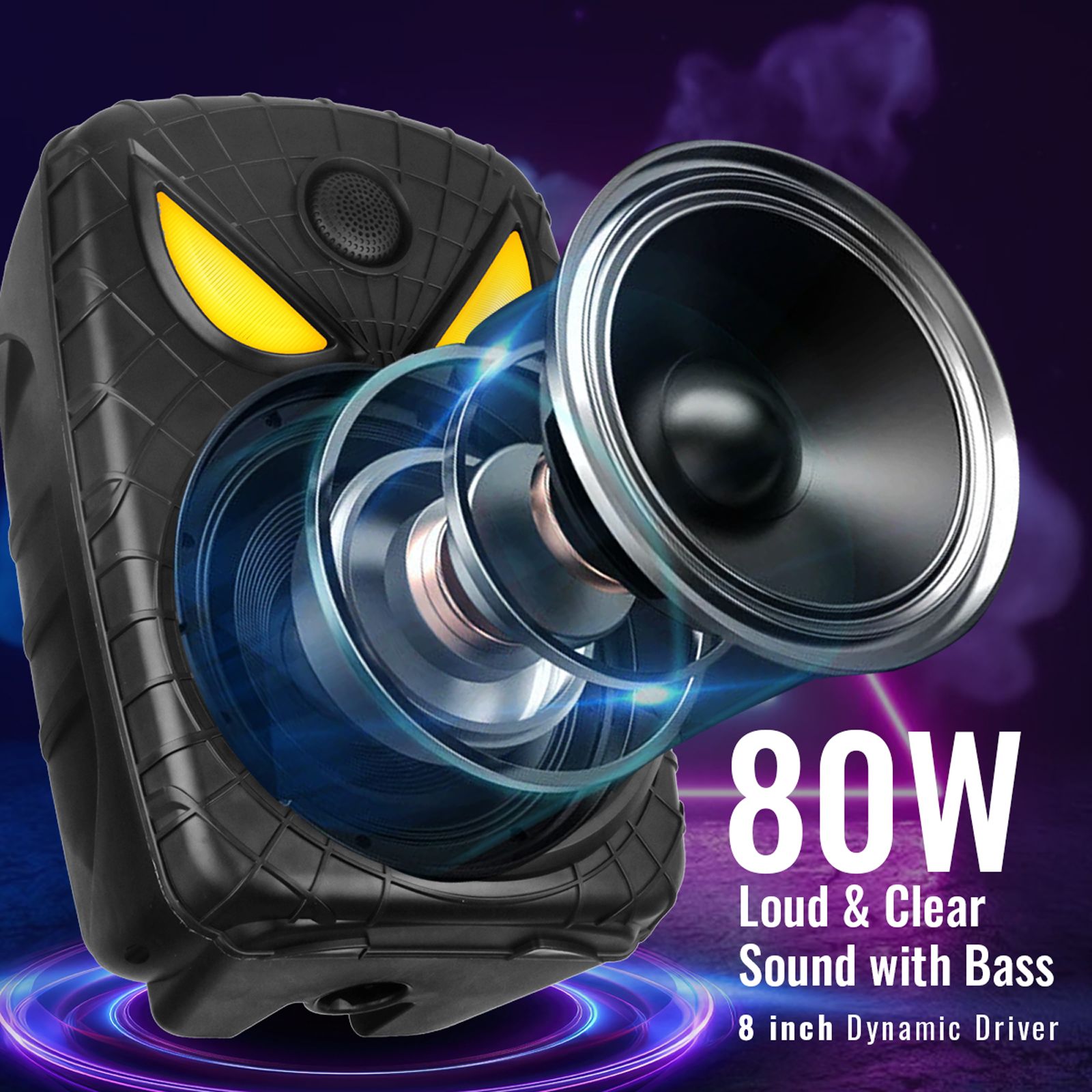 pTron Funk Plus 80W Bluetooth Party Speaker with Mic (Karaoke Supported, Black)_7