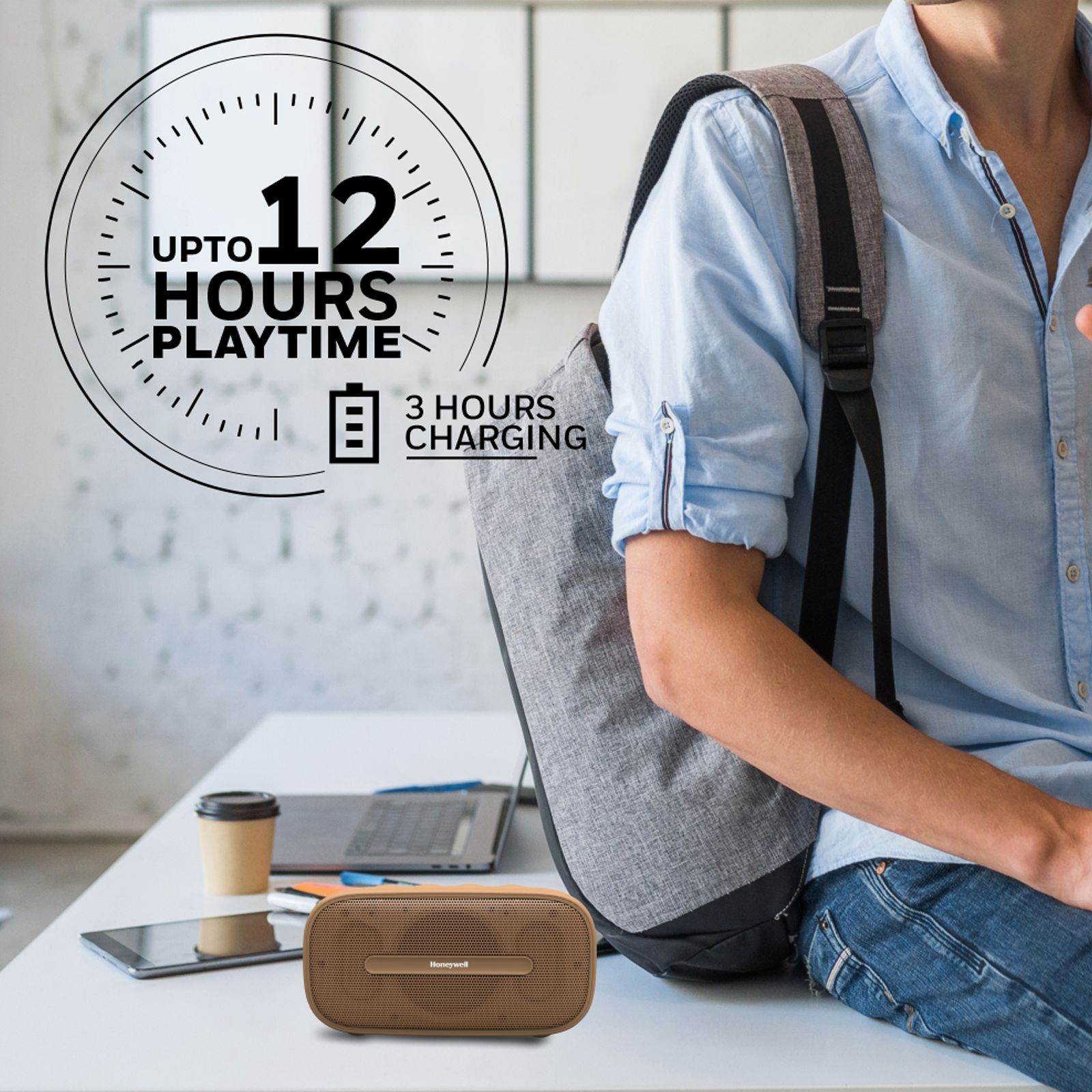 Honeywell Suono P100 5W Portable Bluetooth Speaker (IPX7 Water Proof, 52 mm Drivers, 5.0 Channel, Beige) Honeywell Suono P100 5W Portable Bluetooth Speaker (IPX7 Water Proof, 52 mm Drivers, 5.0 Channel, Beige)_4