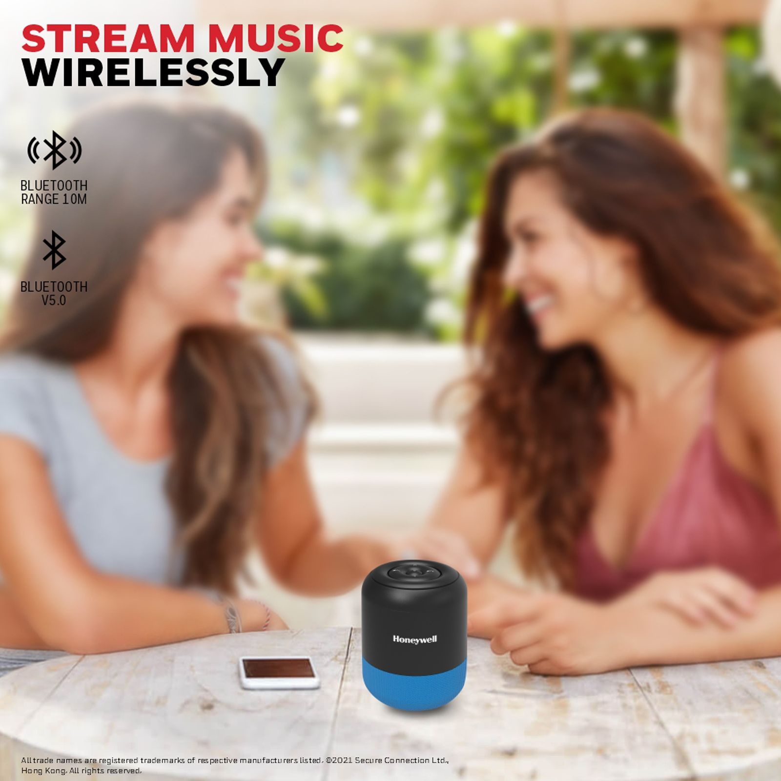 Honeywell Moxie V200 5W Portable Bluetooth Speaker (IPX4 Water Resistant, 52 mm Drivers, Stereo Channel, Blue) Honeywell Moxie V200 5W Portable Bluetooth Speaker (IPX4 Water Resistant, 52 mm Drivers, Stereo Channel, Blue)_6