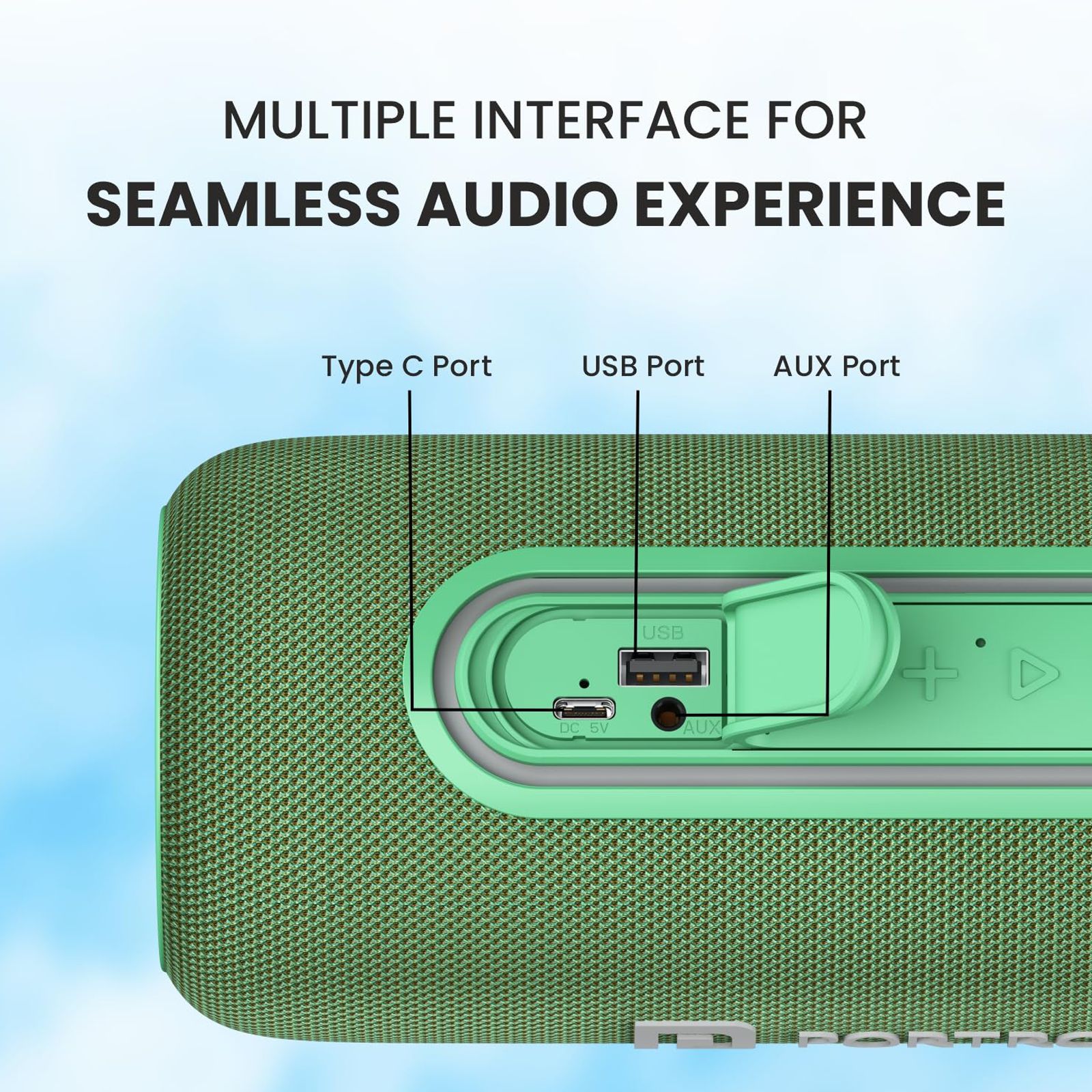 PORTRONICS Resound 2 15W Portable Bluetooth Speaker (IPX5 Water Resistant, 5 Hours Playtime, Green)_4
