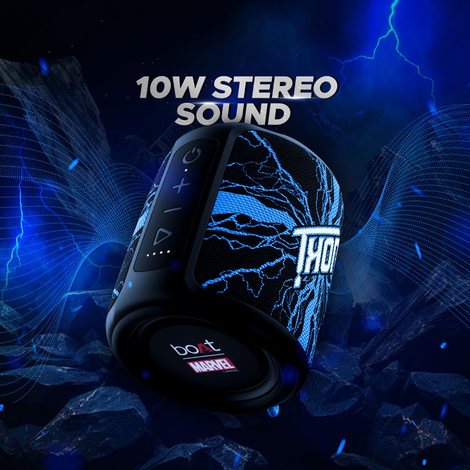 boAt Stone 350 Thor Edition 10W Portable Bluetooth Speaker (IPX7 Water Resistant, 12 Hours Playback, Electric Blue) boAt Stone 350 Thor Edition 10W Portable Bluetooth Speaker (IPX7 Water Resistant, 12 Hours Playback, Electric Blue)_4