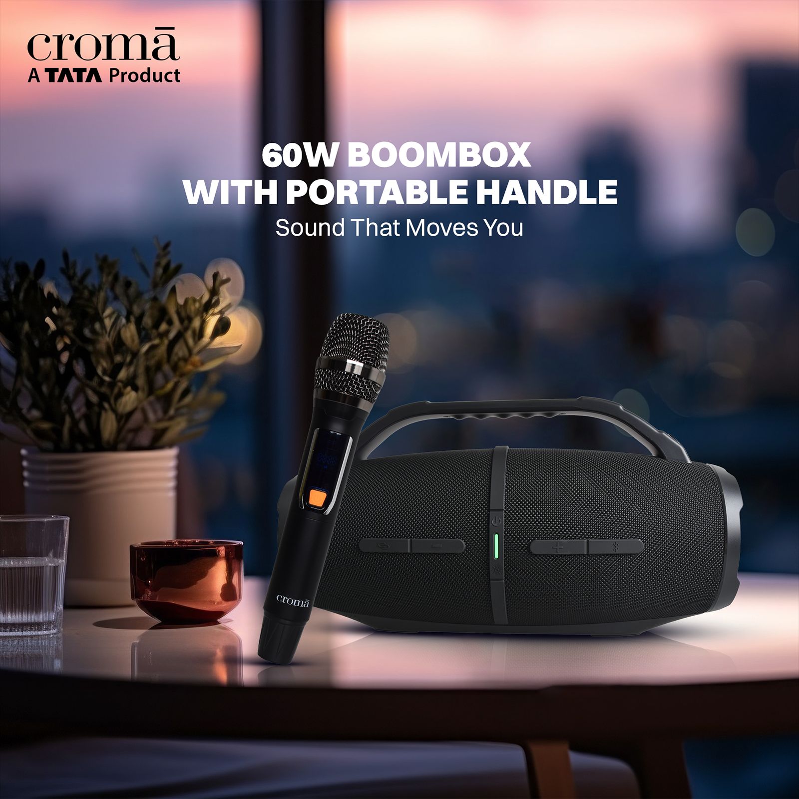 Croma 60W RMS Boombox with Portable Handle (IP67 Water Resistant, 5H Playback, 2.0 Channel, Black)_8