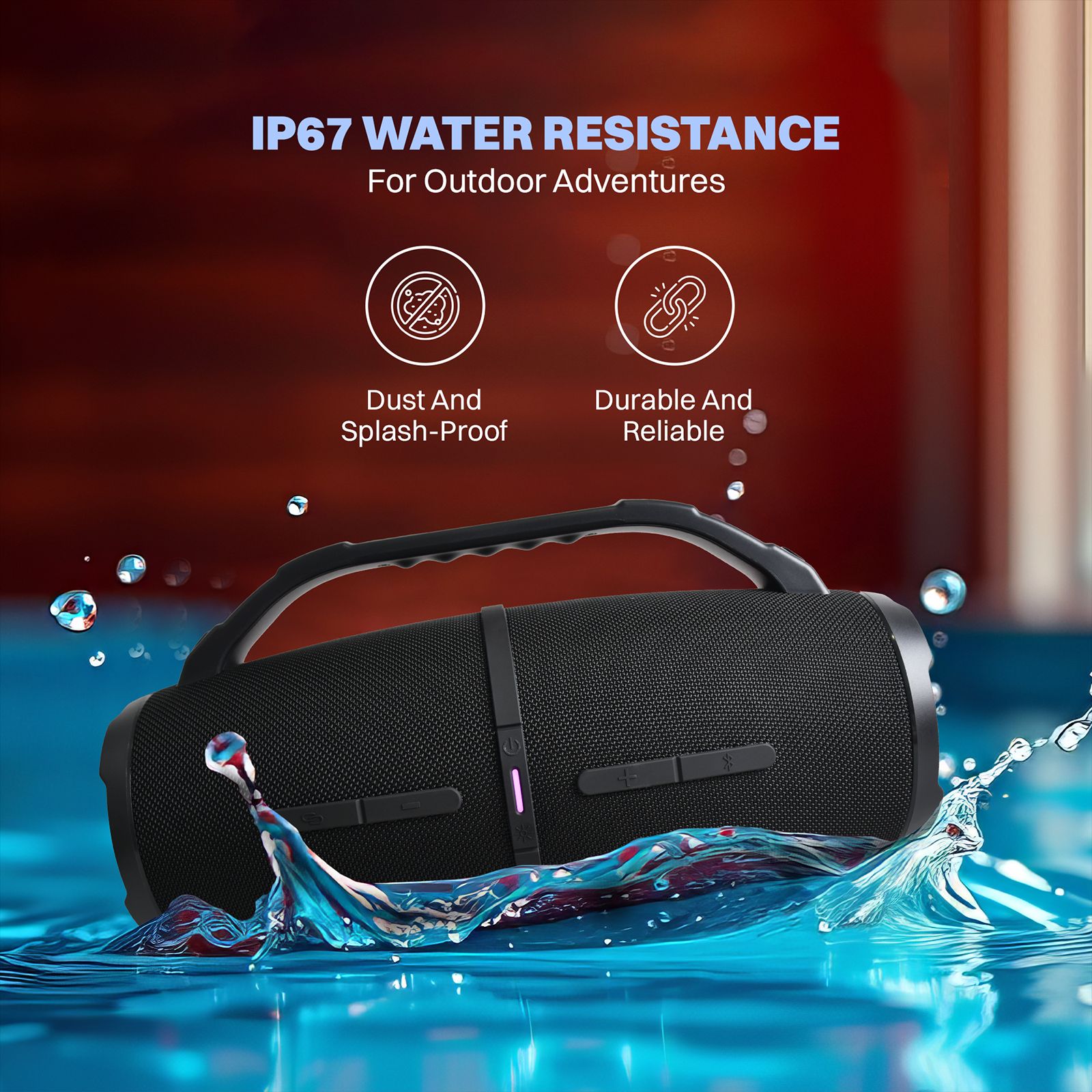 Croma 60W RMS Boombox with Portable Handle (IP67 Water Resistant, 5H Playback, 2.0 Channel, Black)_11