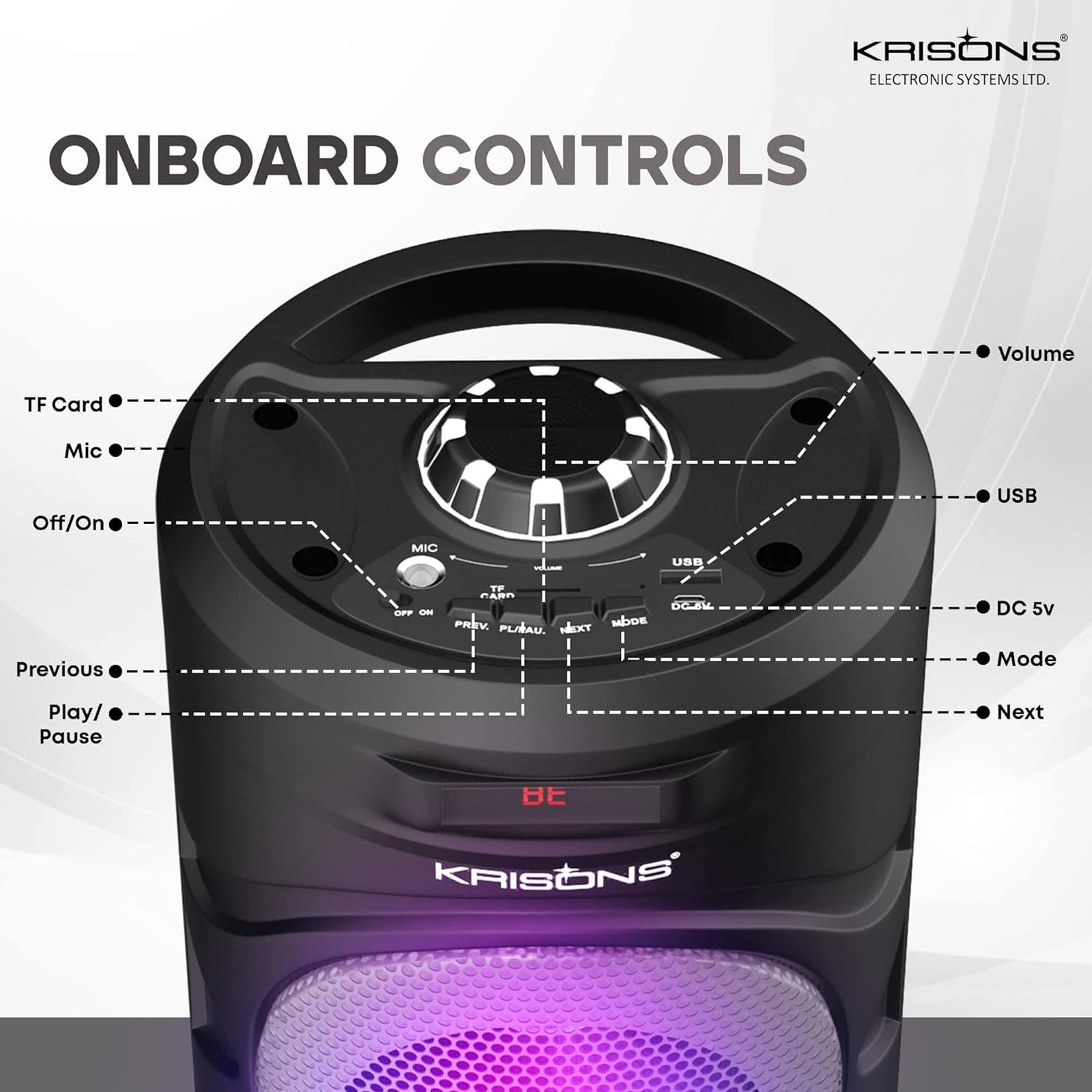 Krisons Silverstar 40W Bluetooth Party Speaker with Mic (Surround Sound, 2.1 Channel, Black) Krisons Silverstar 40W Bluetooth Party Speaker with Mic (Surround Sound, 2.1 Channel, Black)_4