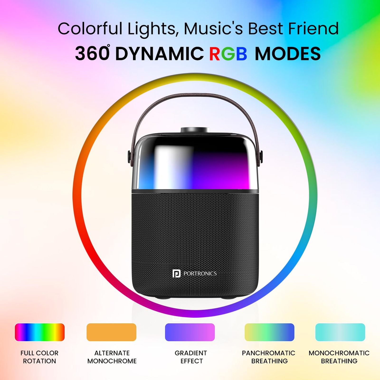 PORTRONICS Dash 4 50W Portable Bluetooth Speaker (IPX5 Water Resistant, 6 RGB Lighting Modes, Black) PORTRONICS Dash 4 50W Portable Bluetooth Speaker (IPX5 Water Resistant, 6 RGB Lighting Modes, Black)_7