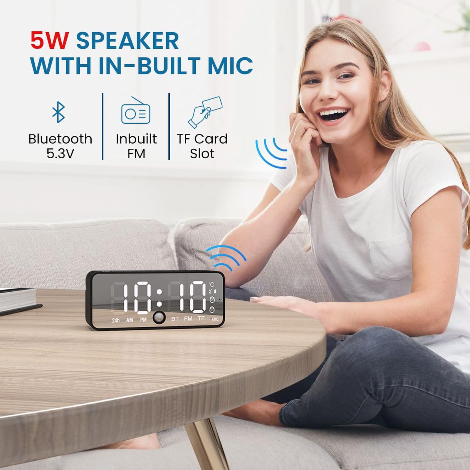 PORTRONICS PIXEL 4 5W Portable Bluetooth Speaker (Dual Alarms, Black) PORTRONICS PIXEL 4 5W Portable Bluetooth Speaker (Dual Alarms, Black)_8