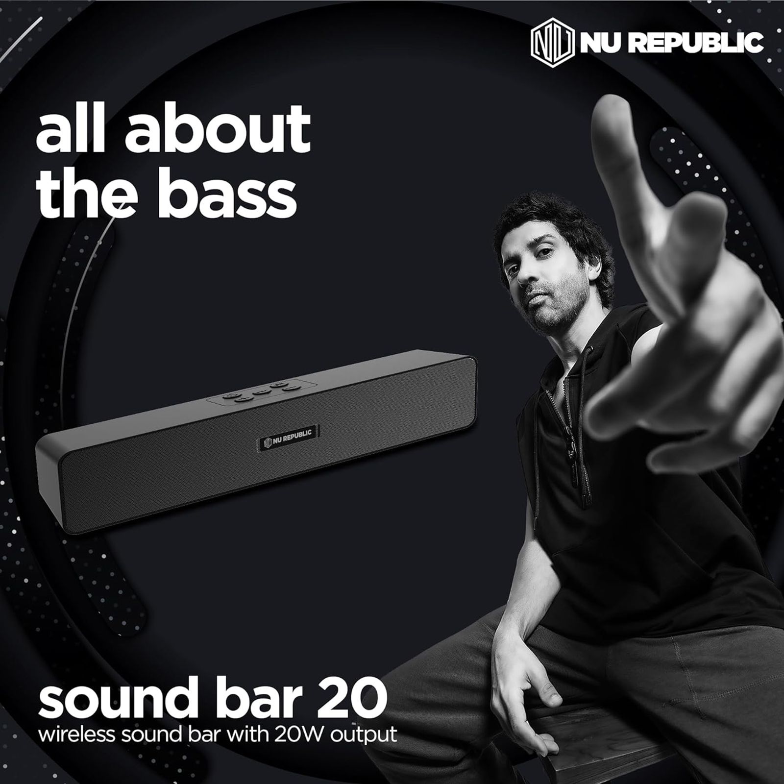 Nu Republic Soundbar 20 20W Bluetooth Soundbar (Bass Boost, Black)_13