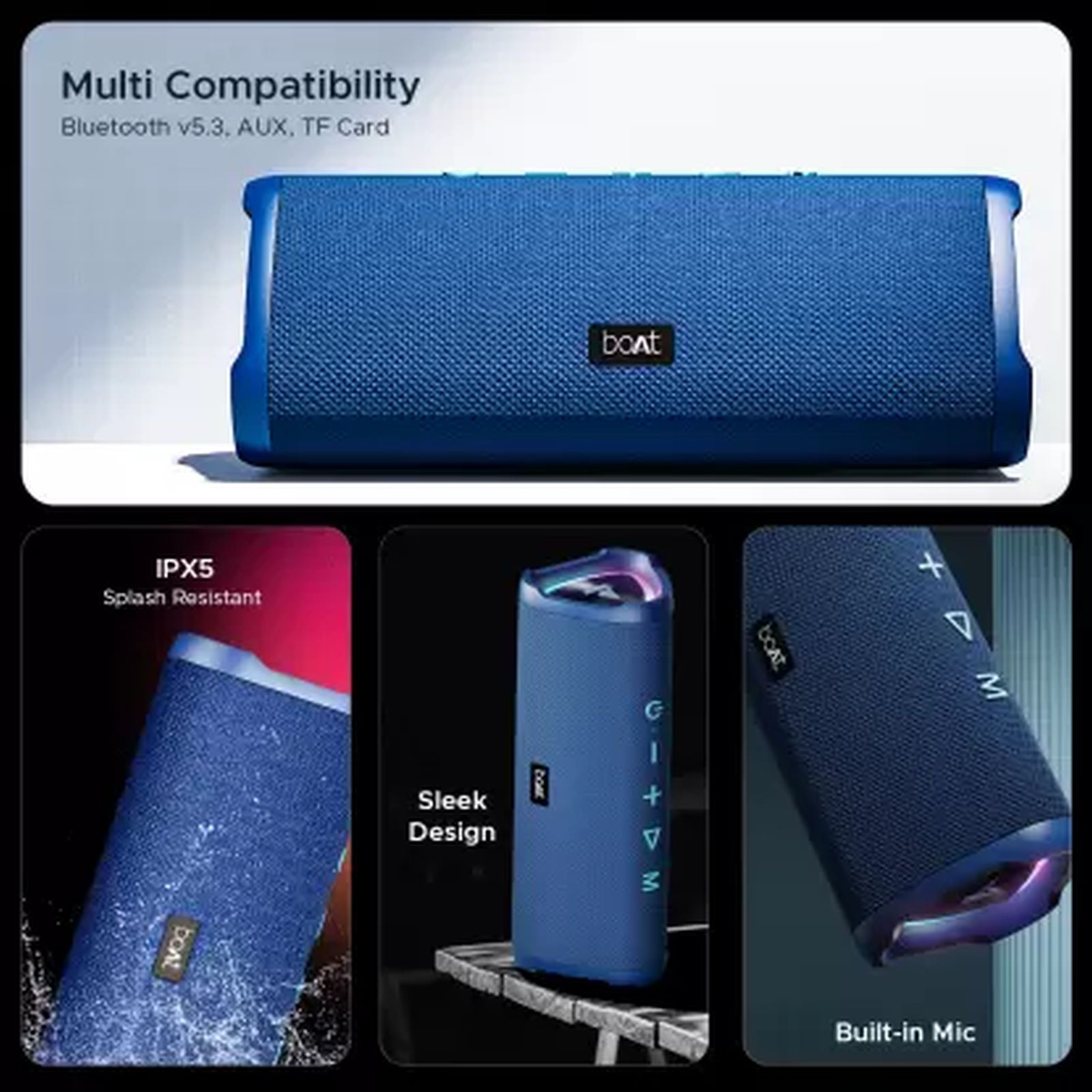 boAt Stone 750 12W Portable Bluetooth Speaker (IPX5 Water Resistant, Stereo Sound, Mono Channel, Marine Blue) boAt Stone 750 12W Portable Bluetooth Speaker (IPX5 Water Resistant, Stereo Sound, Mono Channel, Marine Blue)_5