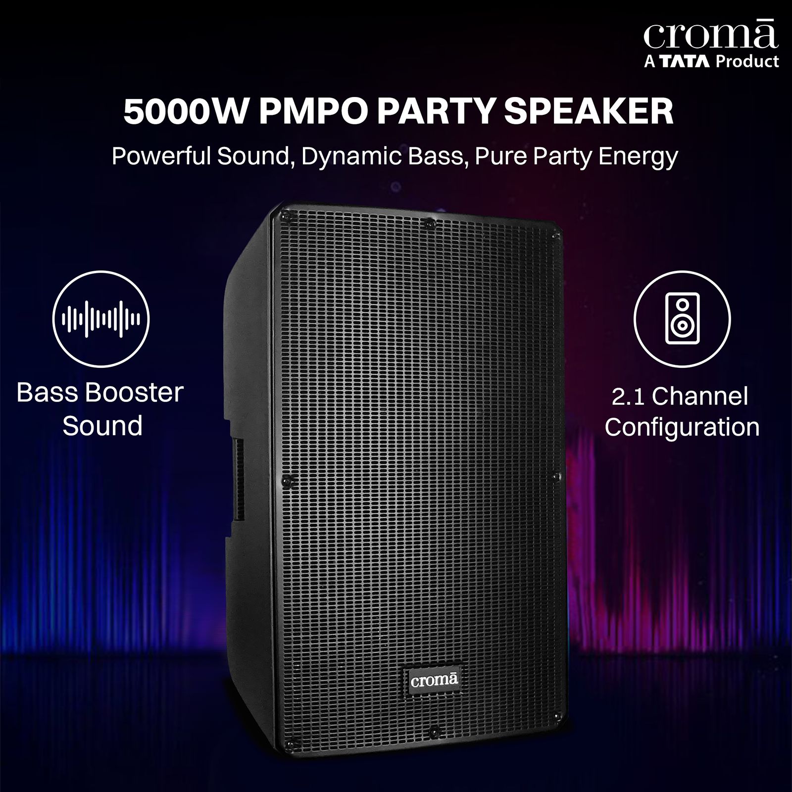 Croma 5000W Bluetooth Party Speaker with Mic (4 Preset DSP, 2.1 Channel, Black) Croma 5000W Bluetooth Party Speaker with Mic (4 Preset DSP, 2.1 Channel, Black)_3
