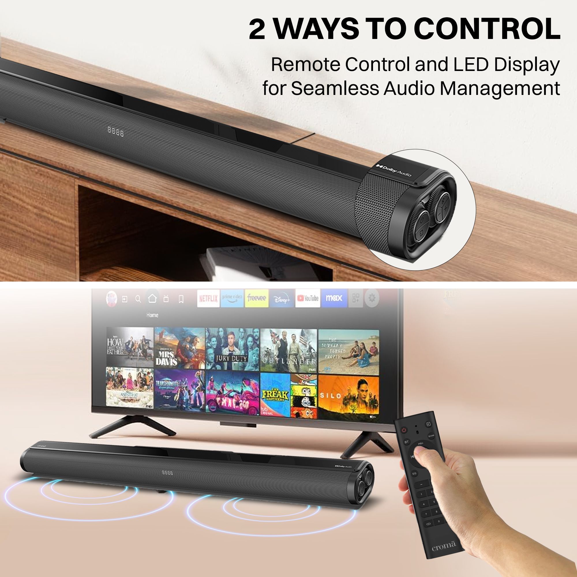 Croma 180W Bluetooth Soundbar with Remote (Dolby Audio, 2.1 Channel, Black)_11