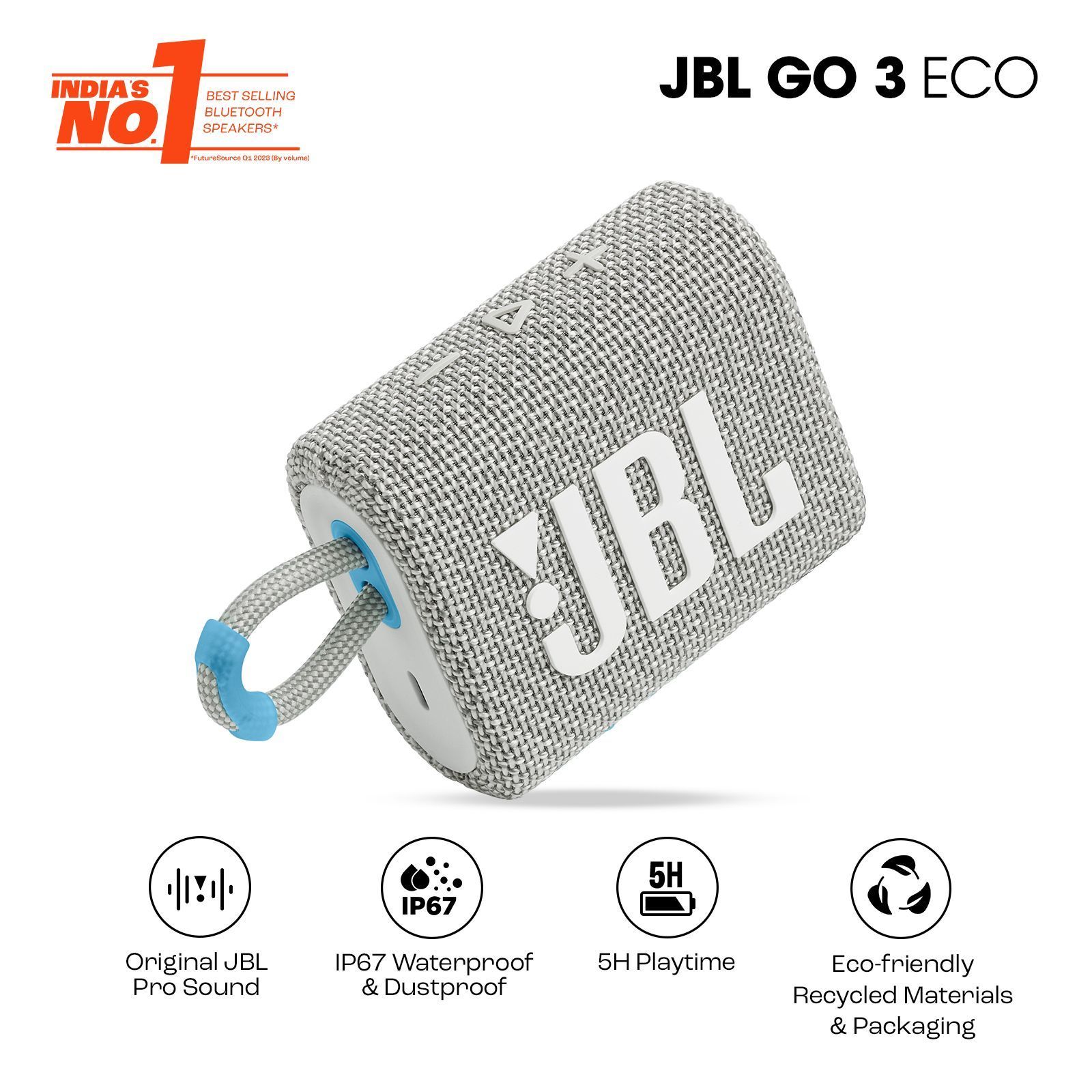 JBL Go 3 Eco 4.2W Portable Bluetooth Speaker (IP67 Waterproof, 5 Hours Playtime, 1.0 Channel, White)_15