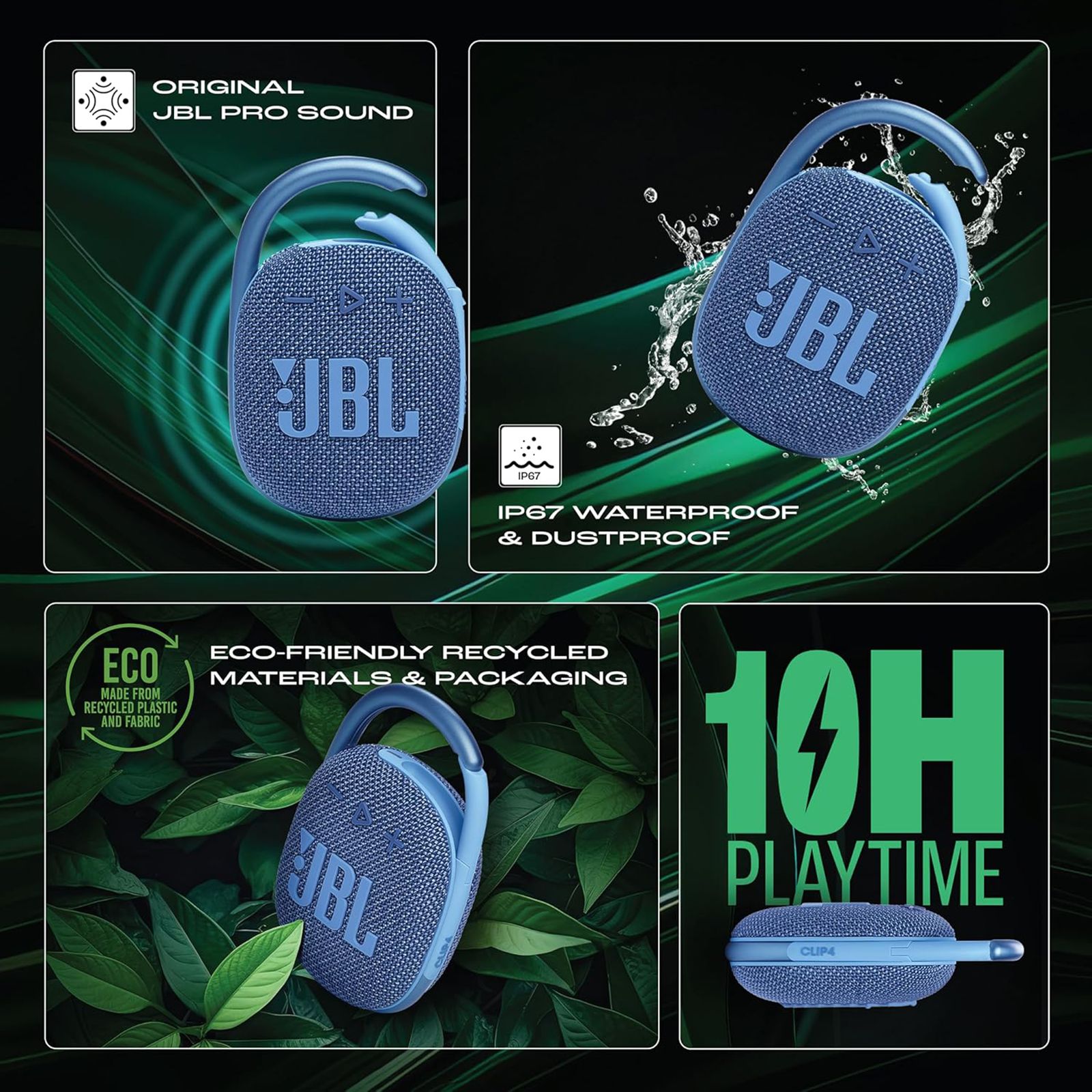 JBL Clip 4 Eco 5W Portable Bluetooth Speaker (IP67 Waterproof, 10 Hours Playtime, Blue)_15
