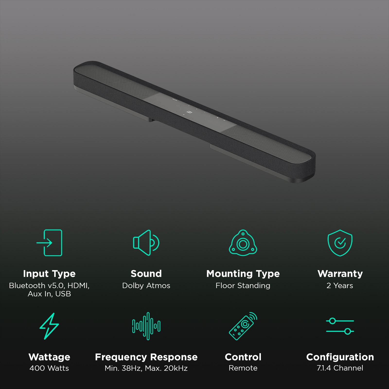 SENNHEISER AMBEO Plus 400W Bluetooth SoundBar with Remote (Dolby Atmos, 7.1.4 Channel, Black) SENNHEISER AMBEO Plus 400W Bluetooth SoundBar with Remote (Dolby Atmos, 7.1.4 Channel, Black)_2