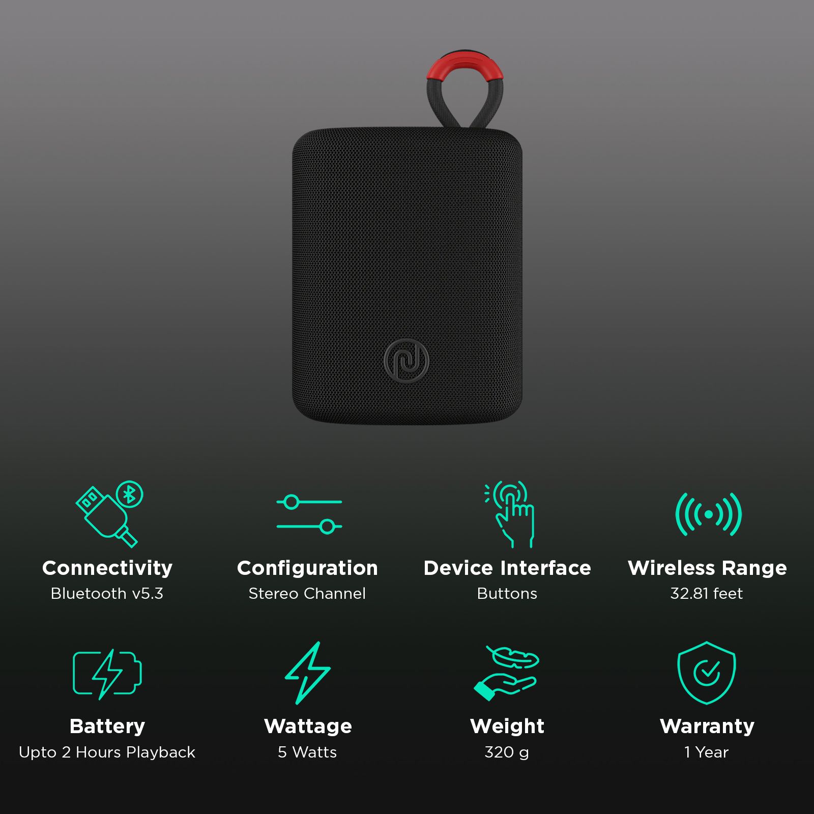 noise VIBE 2 5W Portable Bluetooth Speaker (IPX7 Water Resistant, TWS Pairing, Stereo Channel, Wandering Black) noise VIBE 2 5W Portable Bluetooth Speaker (IPX7 Water Resistant, TWS Pairing, Stereo Channel, Wandering Black)_2