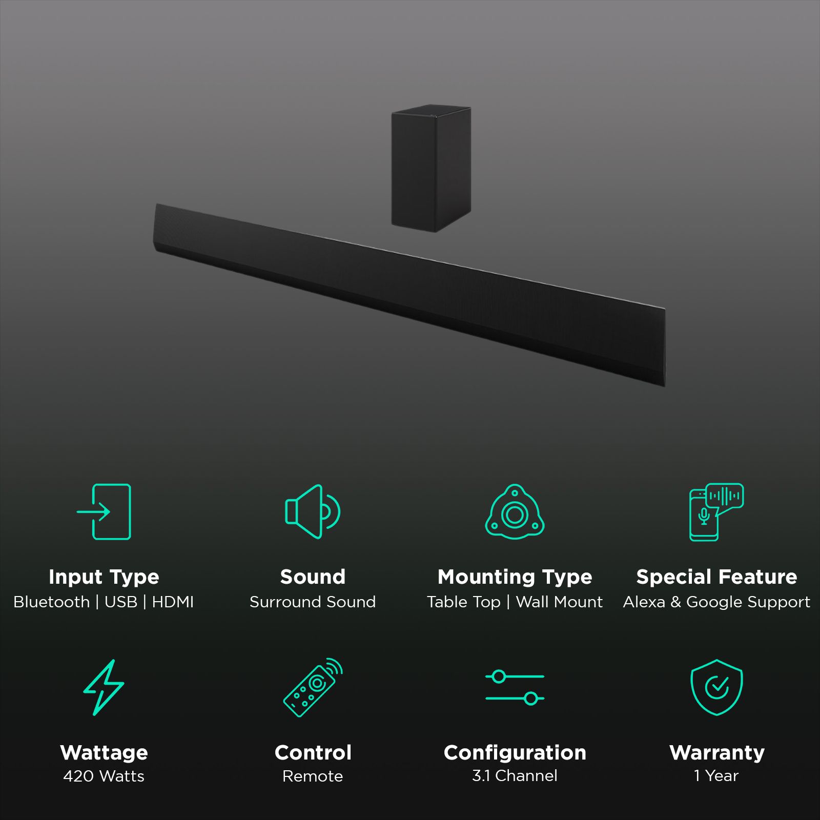 LG SG10TY 78W Bluetooth Soundbar with Remote (Dolby Digital, 3.1 Channel, Black) LG SG10TY 78W Bluetooth Soundbar with Remote (Dolby Digital, 3.1 Channel, Black)_2