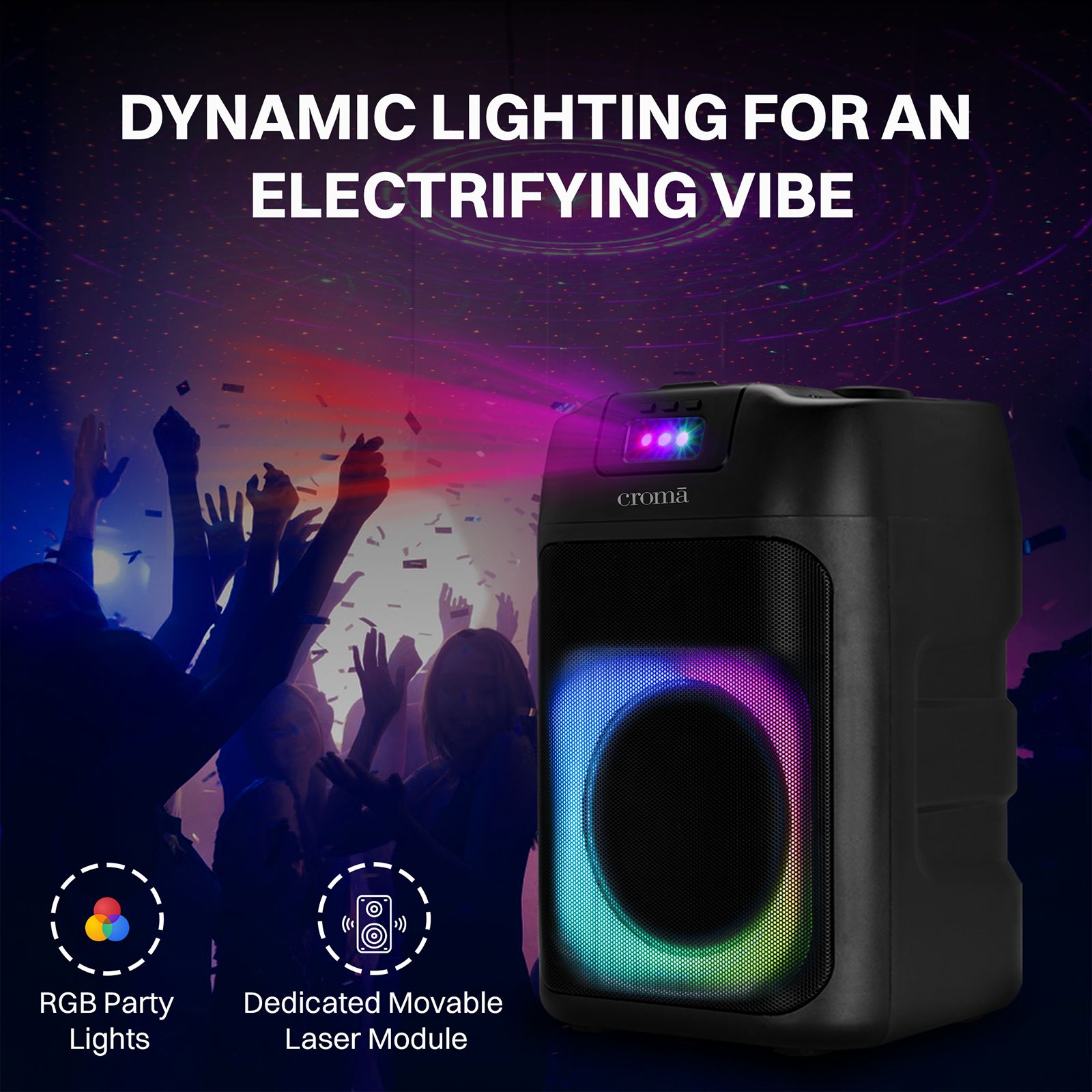 Croma 60 W Bluetooth Party Speaker with mic (TWS Function, Stereo Channel, Black) Croma 60 W Bluetooth Party Speaker with mic (TWS Function, Stereo Channel, Black)_16