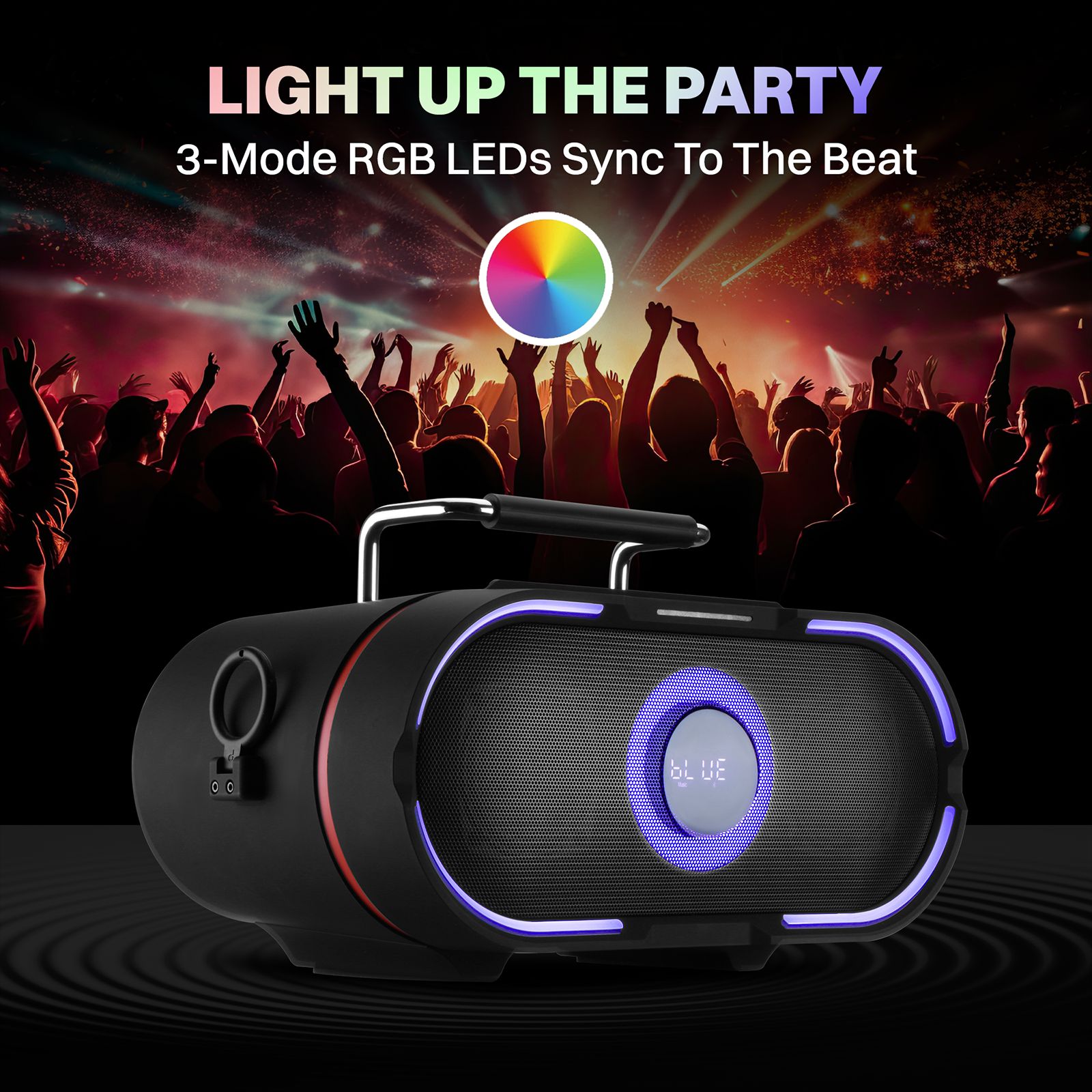 Croma 100W RMS Bluetooth Speaker (Echo Adjustment, 3 LED Modes, 2.0 Channel, Black)_6