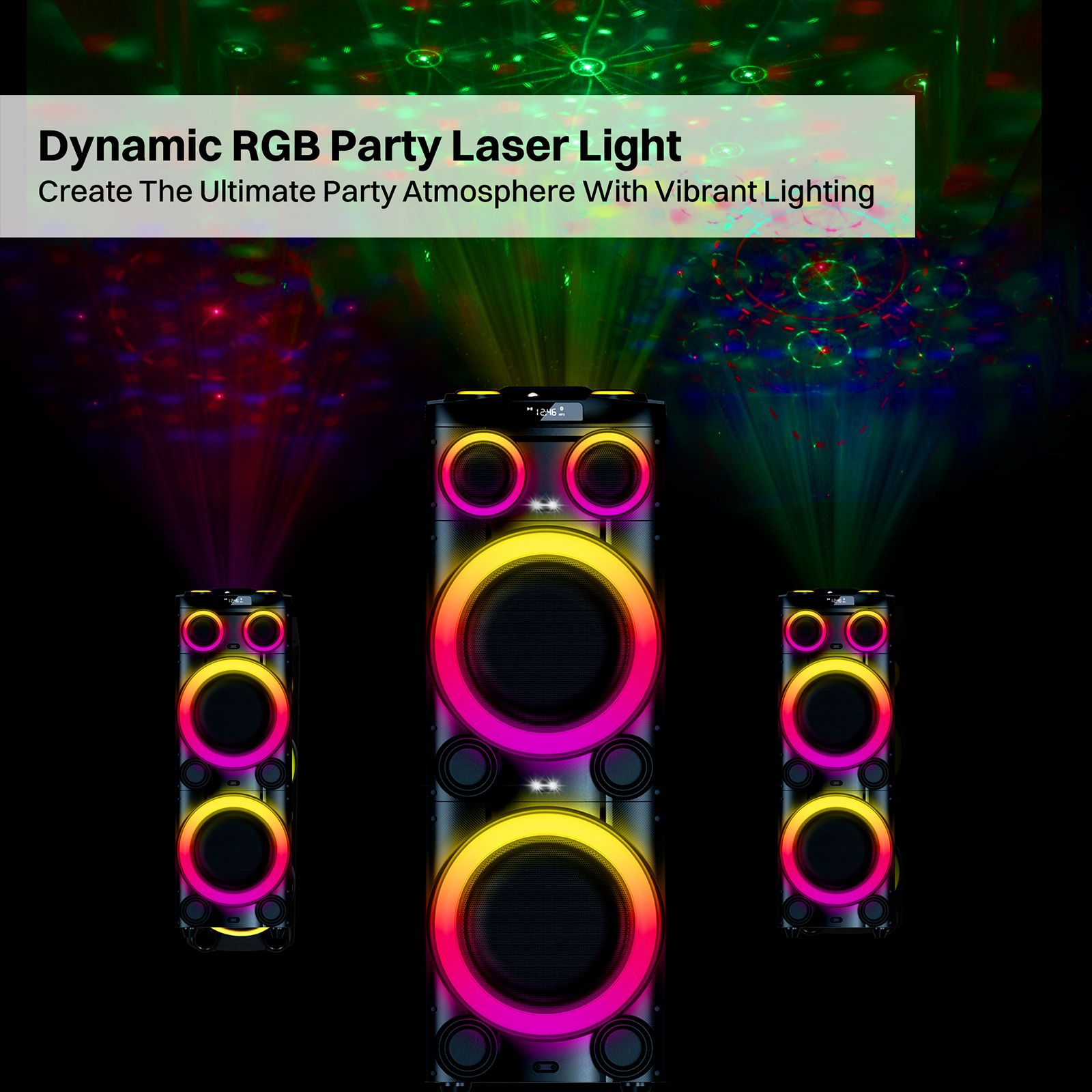 Croma Explode 2.0 1400W Bluetooth Party Speaker with Mic (RGB Party Laser Light, Stereo Channel, Black)_17