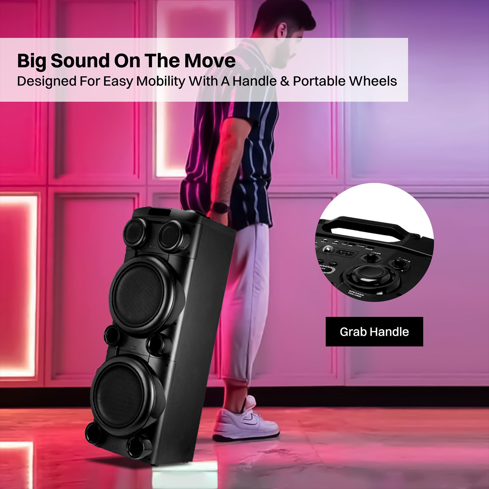 Croma Explode 2.0 1400W Bluetooth Party Speaker with Mic (RGB Party Laser Light, Stereo Channel, Black)_19