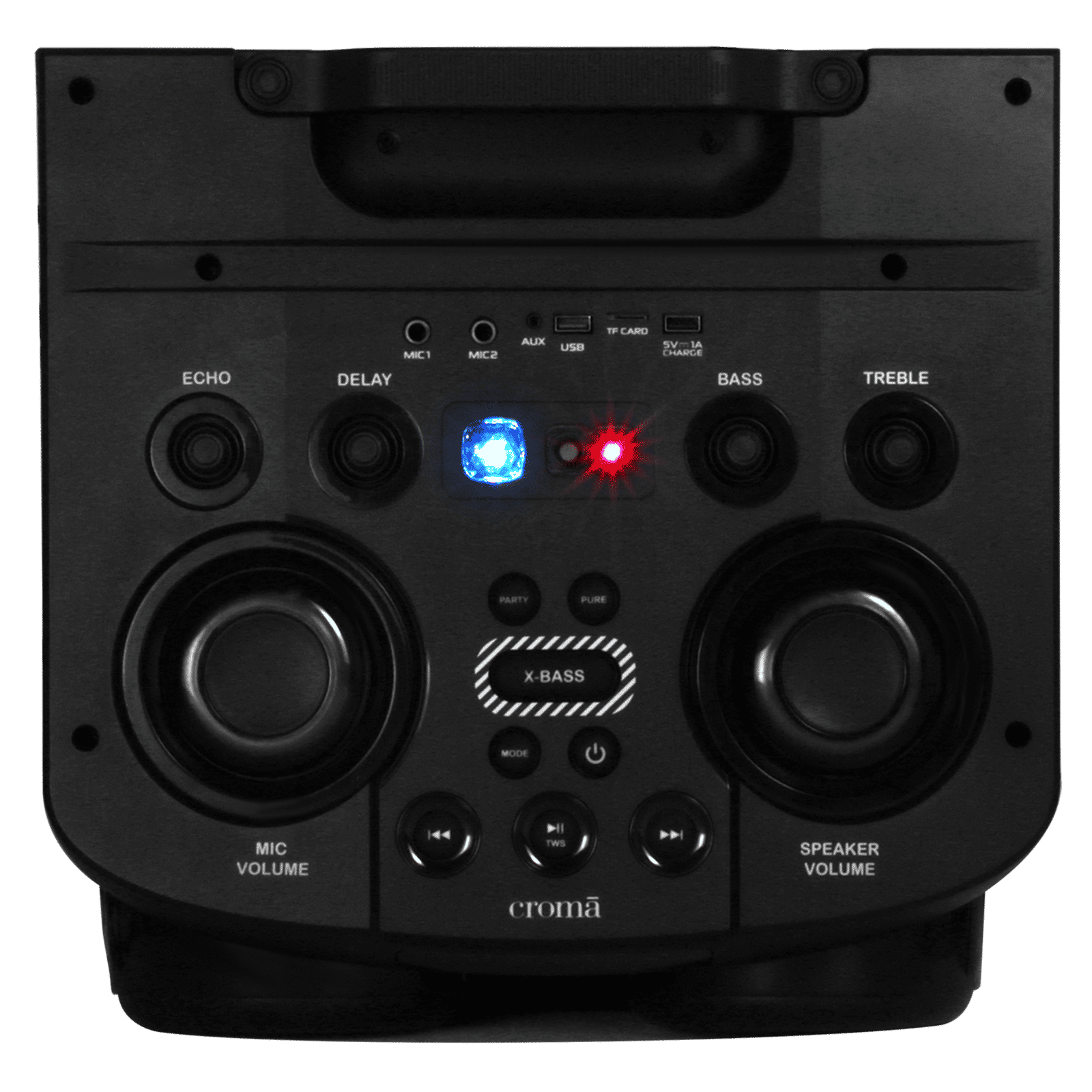 Croma Explode 2.0 1400W Bluetooth Party Speaker with Mic (RGB Party Laser Light, Stereo Channel, Black)_7