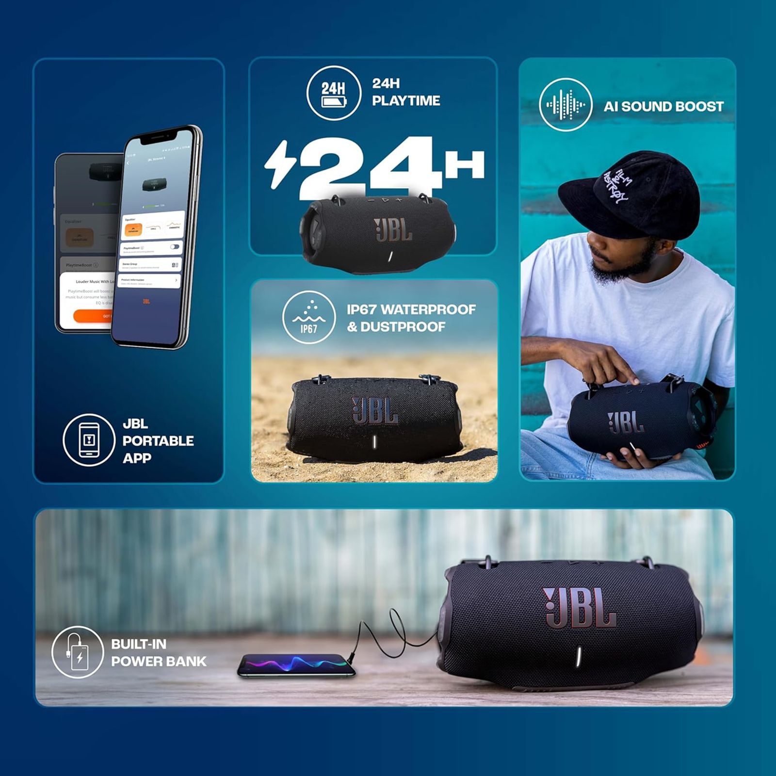 JBL Xtreme 4 100W Portable Bluetooth Speaker (IP67 Waterproof, AI Sound Boost, Black)_19