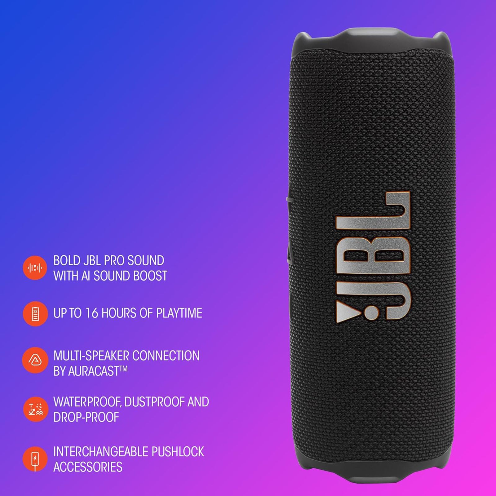 JBL Flip 7 35W Portable Bluetooth Speaker (Waterproof, Bold Pro Sound with AI Sound Boost, Stereo Channel, Squad)_15