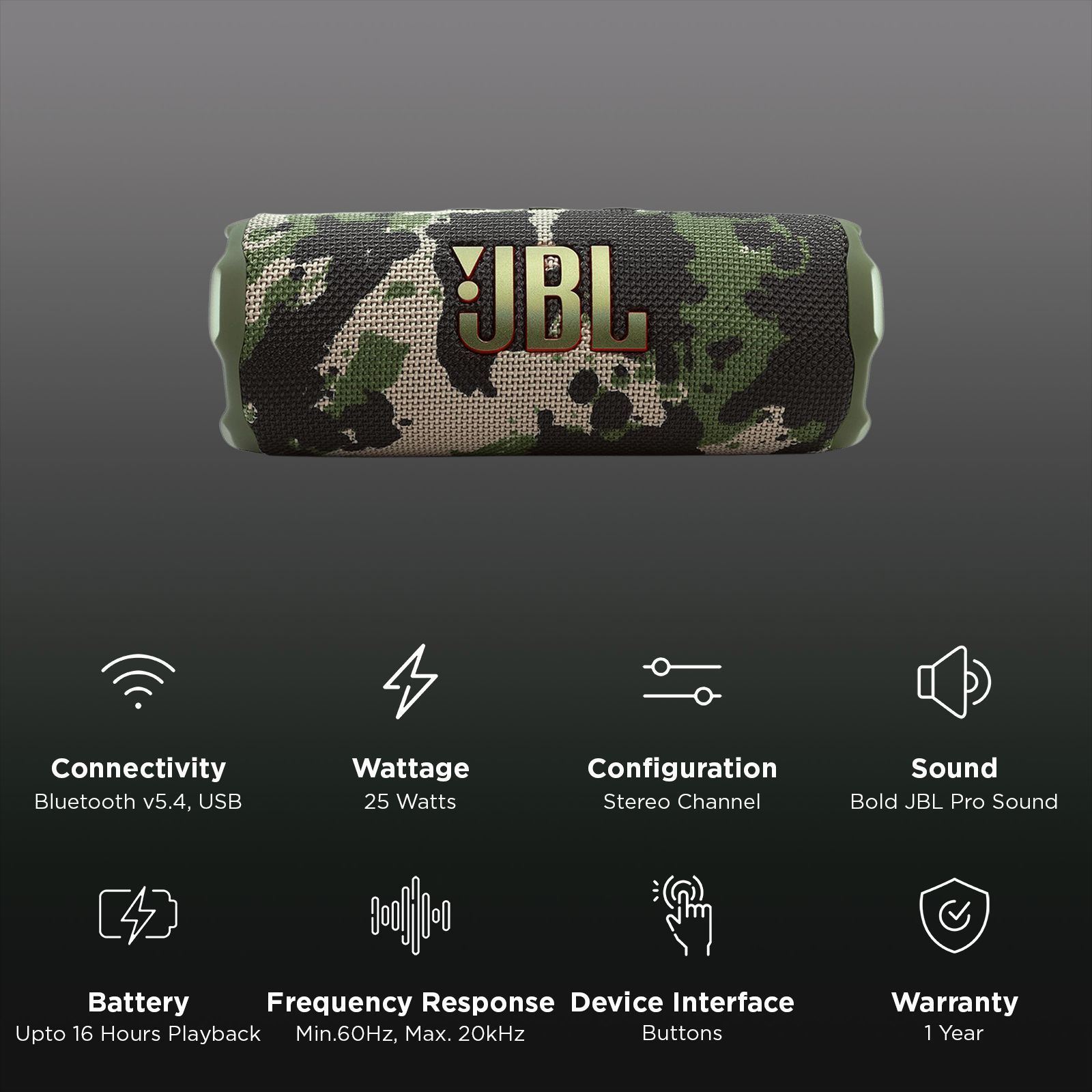 JBL Flip 7 35W Portable Bluetooth Speaker (Waterproof, Bold Pro Sound with AI Sound Boost, Stereo Channel, Squad)_3