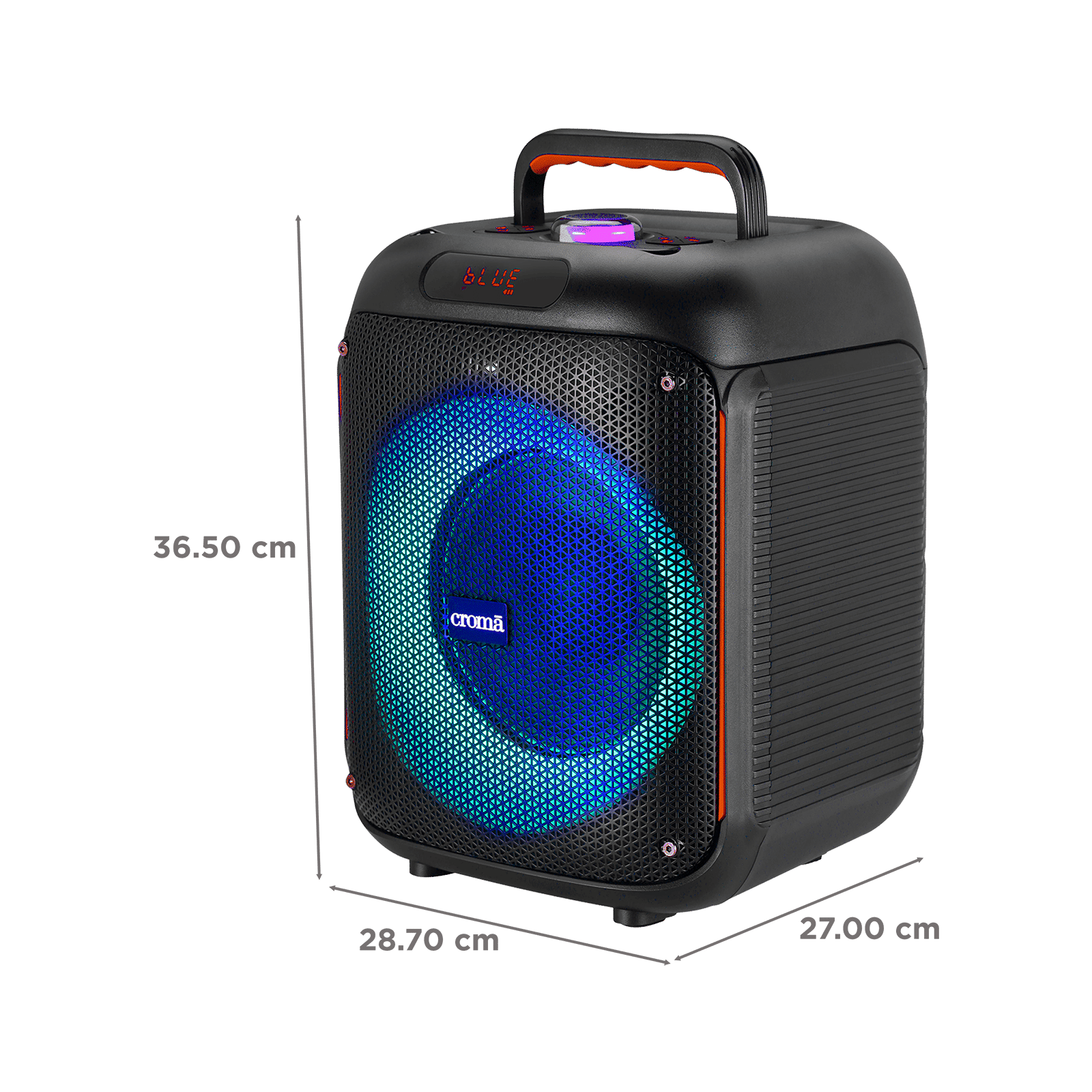 Croma 40W Bluetooth Party Speaker with Mic (RGB LED Lights, 2.1 Channel, Black)_3