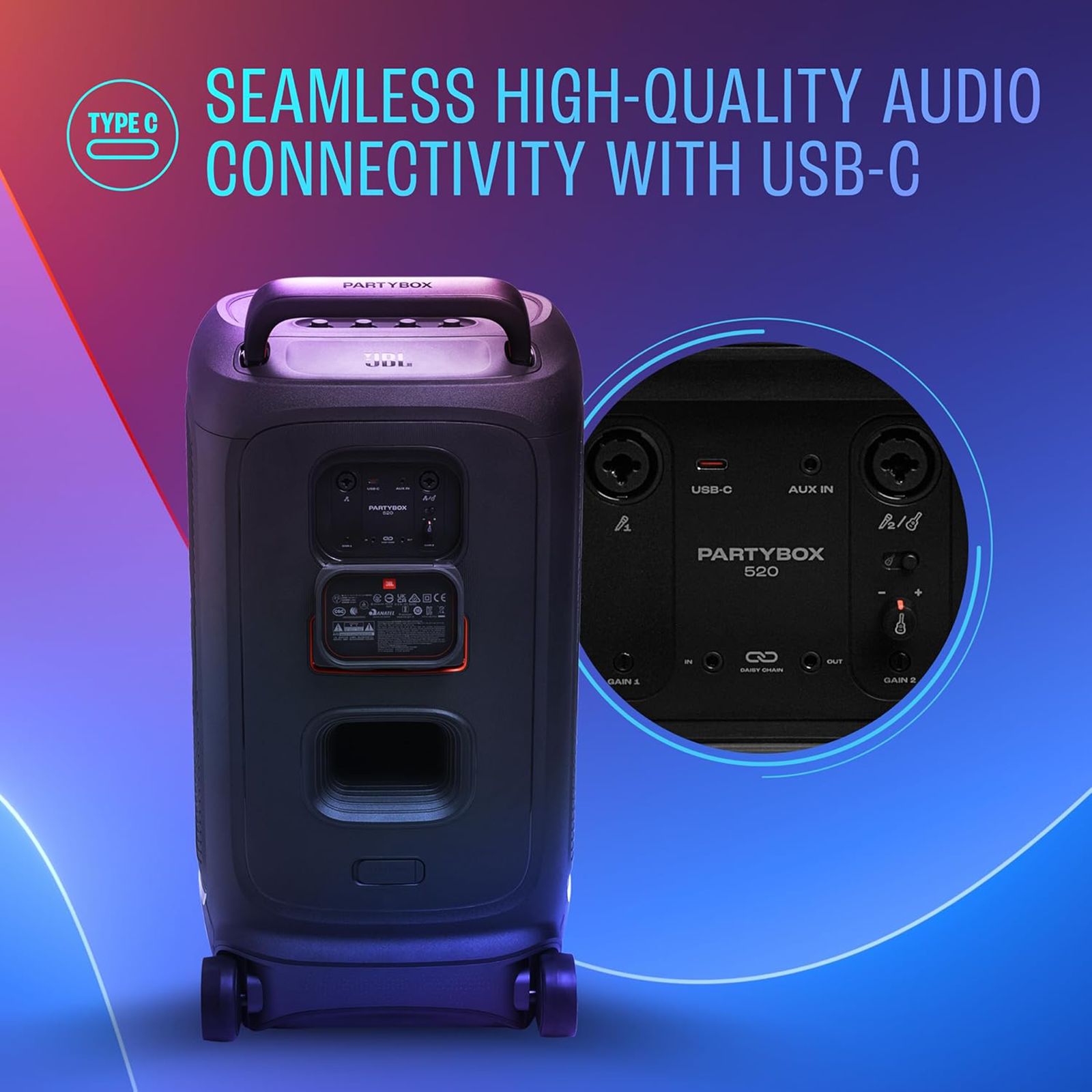 JBL PartyBox 520 400W Bluetooth Party Speaker (Multi-speaker Connection, Black) JBL PartyBox 520 400W Bluetooth Party Speaker (Multi-speaker Connection, Black)_19