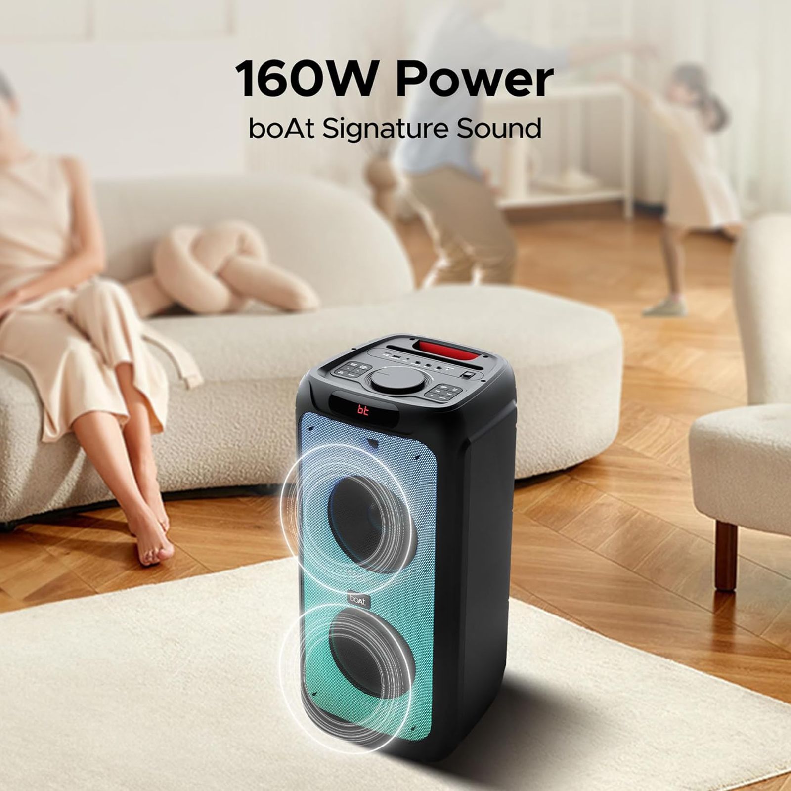 boAt Party Pal 390 160W Bluetooth Party Speaker with Mic (TWS Mode, 2.0 Channel, Space Black) boAt Party Pal 390 160W Bluetooth Party Speaker with Mic (TWS Mode, 2.0 Channel, Space Black)_5