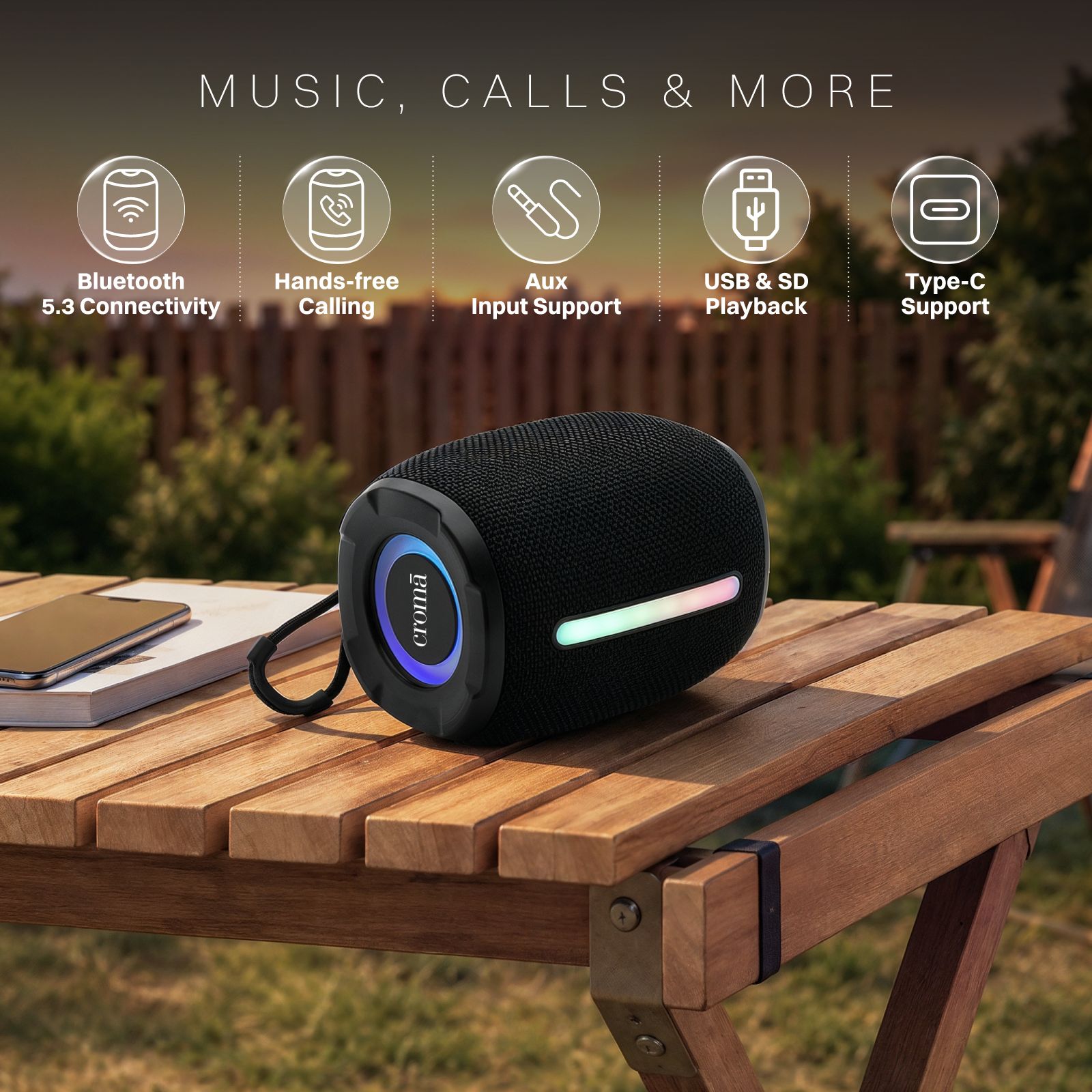Croma 10W Portable Bluetooth Speaker (Multiple Connectivity, Mono Speaker Channel, Black) Croma 10W Portable Bluetooth Speaker (Multiple Connectivity, Mono Speaker Channel, Black)_7