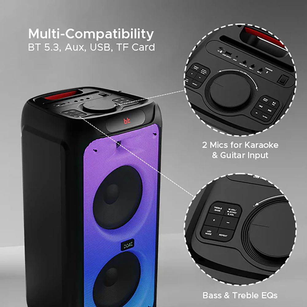 boAt Party Pal 450 180W Bluetooth Party Speaker with Mic (Flame LEDs, Mono Channel, Black) boAt Party Pal 450 180W Bluetooth Party Speaker with Mic (Flame LEDs, Mono Channel, Black)_12