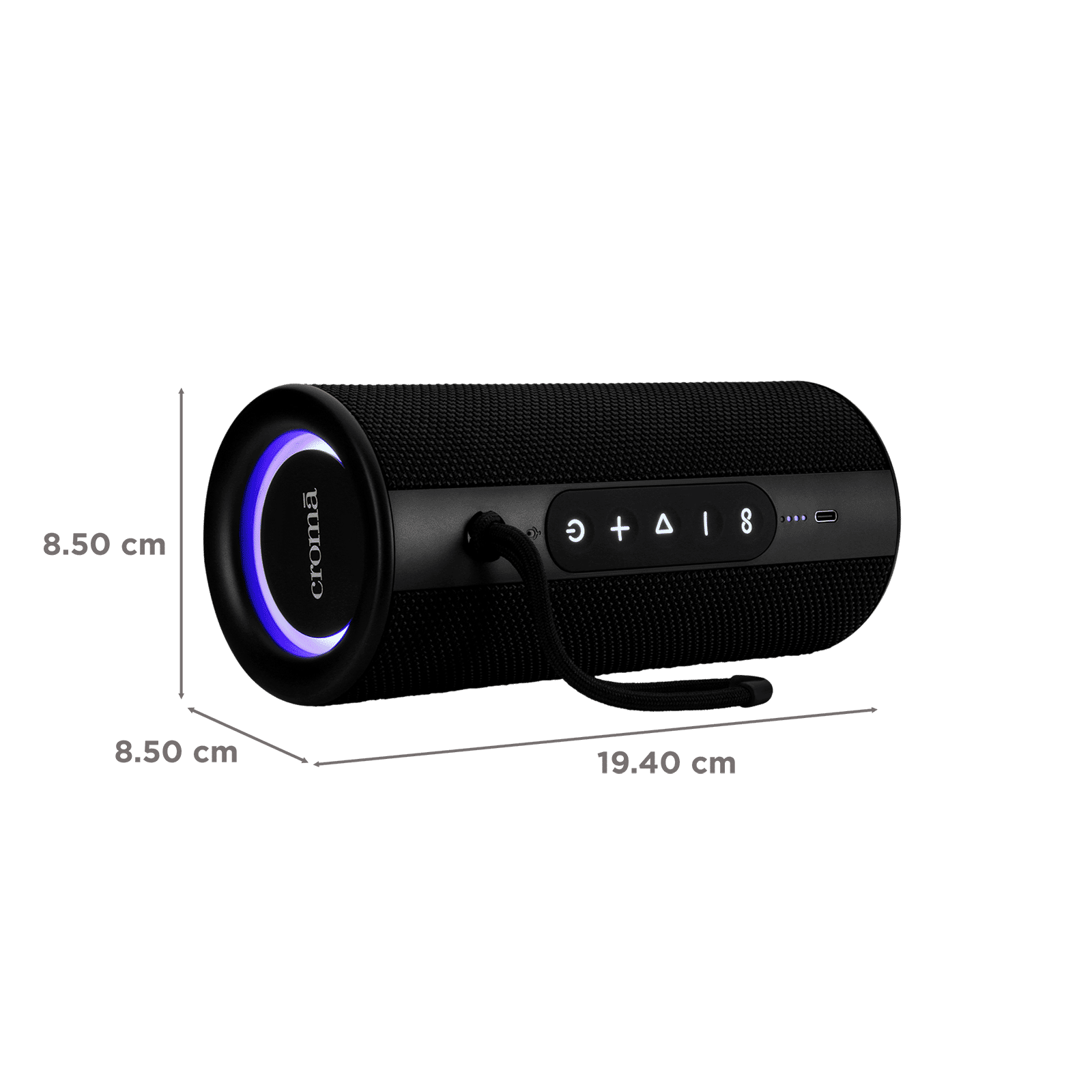 Croma 20W Portable Bluetooth Speaker (IPX6 Water Resistant, TWS Function, Stereo Channel, Black) Croma 20W Portable Bluetooth Speaker (IPX6 Water Resistant, TWS Function, Stereo Channel, Black)_3