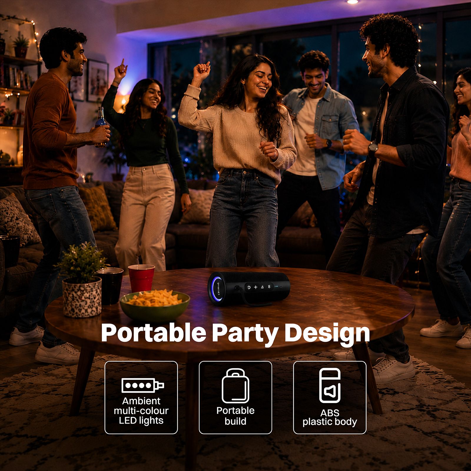 Croma 20W Portable Bluetooth Speaker (IPX6 Water Resistant, TWS Function, Stereo Channel, Black) Croma 20W Portable Bluetooth Speaker (IPX6 Water Resistant, TWS Function, Stereo Channel, Black)_5