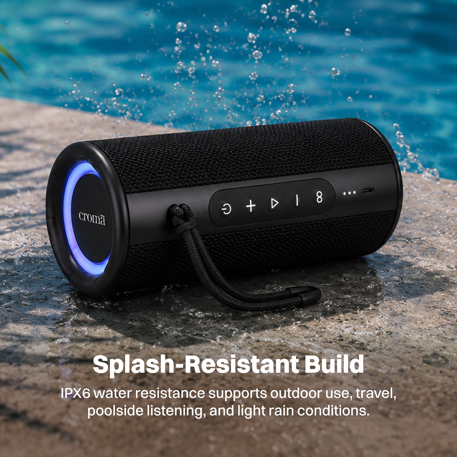 Croma 20W Portable Bluetooth Speaker (IPX6 Water Resistant, TWS Function, Stereo Channel, Black) Croma 20W Portable Bluetooth Speaker (IPX6 Water Resistant, TWS Function, Stereo Channel, Black)_8