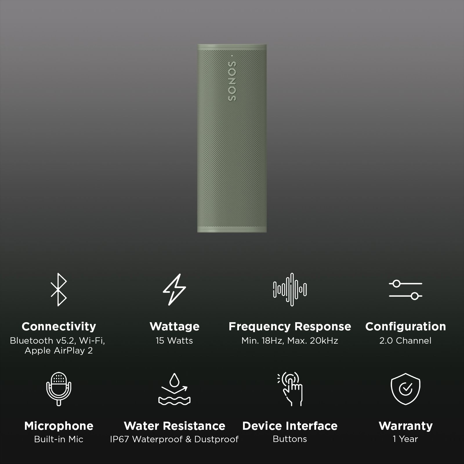 SONOS Roam 2 with Alexa Smart Wi-Fi Speaker (Automatic Trueplay, Green) SONOS Roam 2 with Alexa Smart Wi-Fi Speaker (Automatic Trueplay, Green)_2