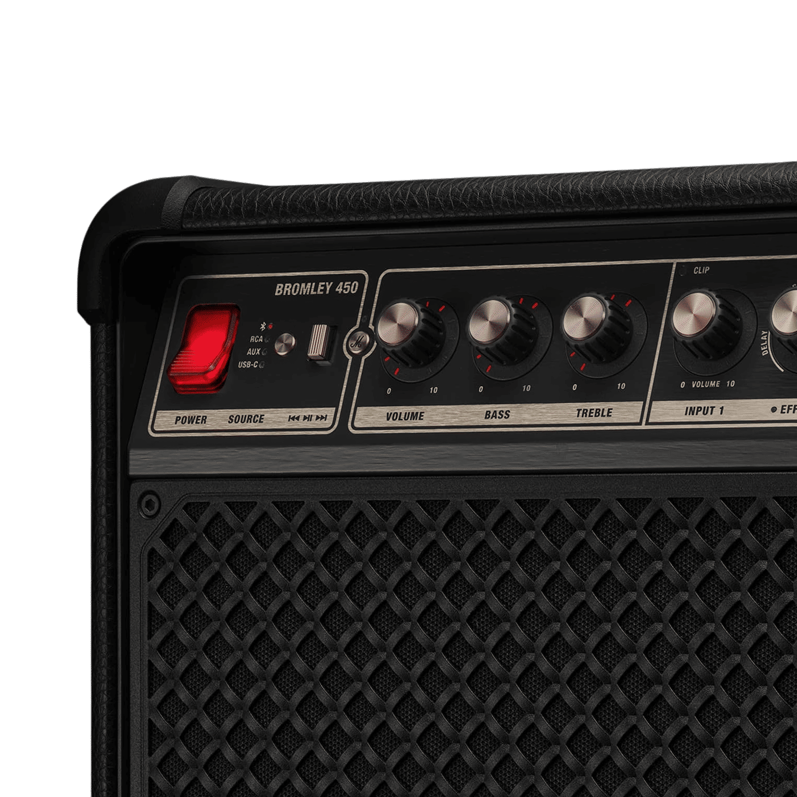 Marshall Bromley 450 400W Bluetooth Party Speaker (True Stereophonic 360 Degree Sound, Stereo Channel, Black & Brass) Marshall Bromley 450 400W Bluetooth Party Speaker (True Stereophonic 360 Degree Sound, Stereo Channel, Black & Brass)_6